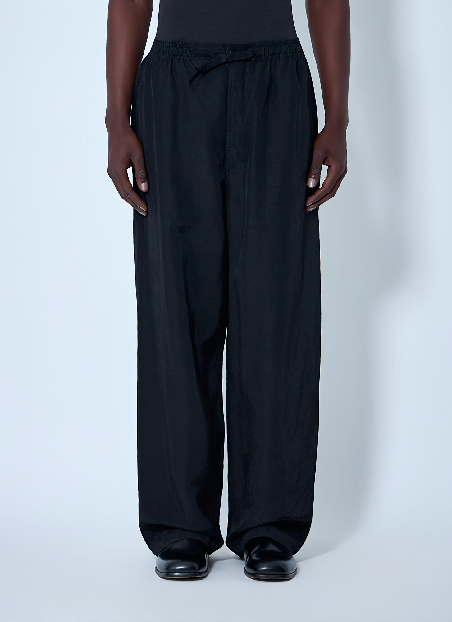 Lemaire Lemaire Drawstring Wide-leg Trousers - Man Pants Black Eu - 46　Lemaire ドローストリング ワイドレッグ トラウザーズ - マン パンツ ブラック Eu - 46