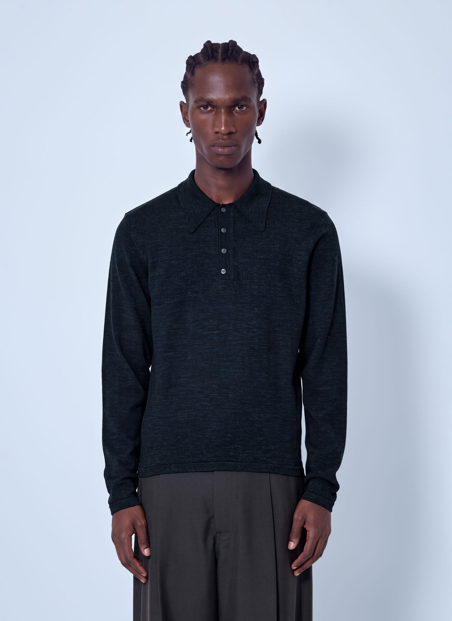 Lemaire Uomo Nero - Knitted Polo Top, Size: S