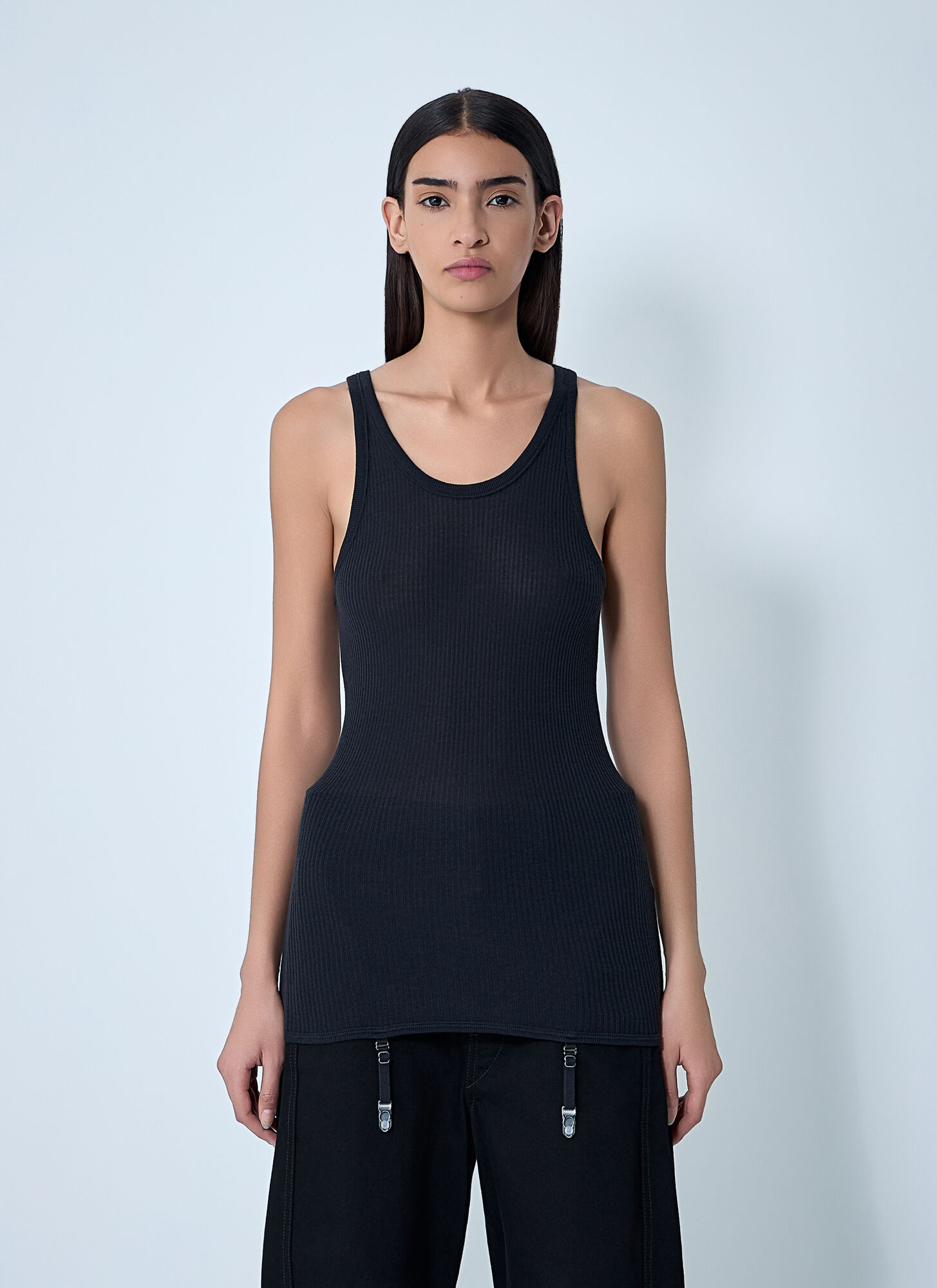 Lemaire Donna Nero Suspenders Tank Top - Woman Tops M