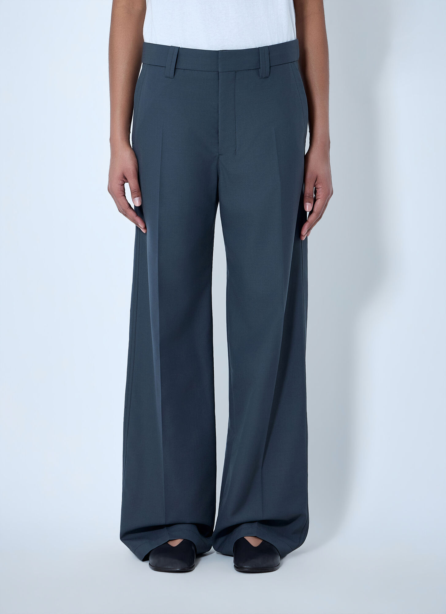 Lemaire Lemaire Wide-leg Tailored Trousers - Woman Pants Dark Grey Fr - 38　Lemaire ワイドレッグ テーラード パンツ - 女性パンツ ダークグレー Fr - 38