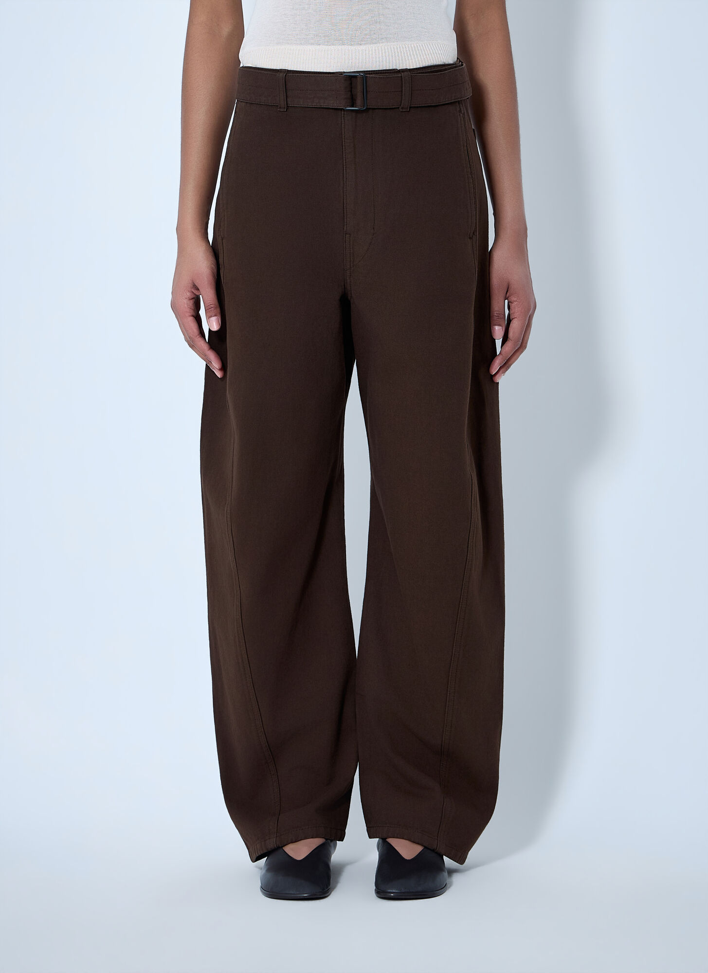 Lemaire Women's Brown Wide-Leg Tailored Trousers - Woman Pants M