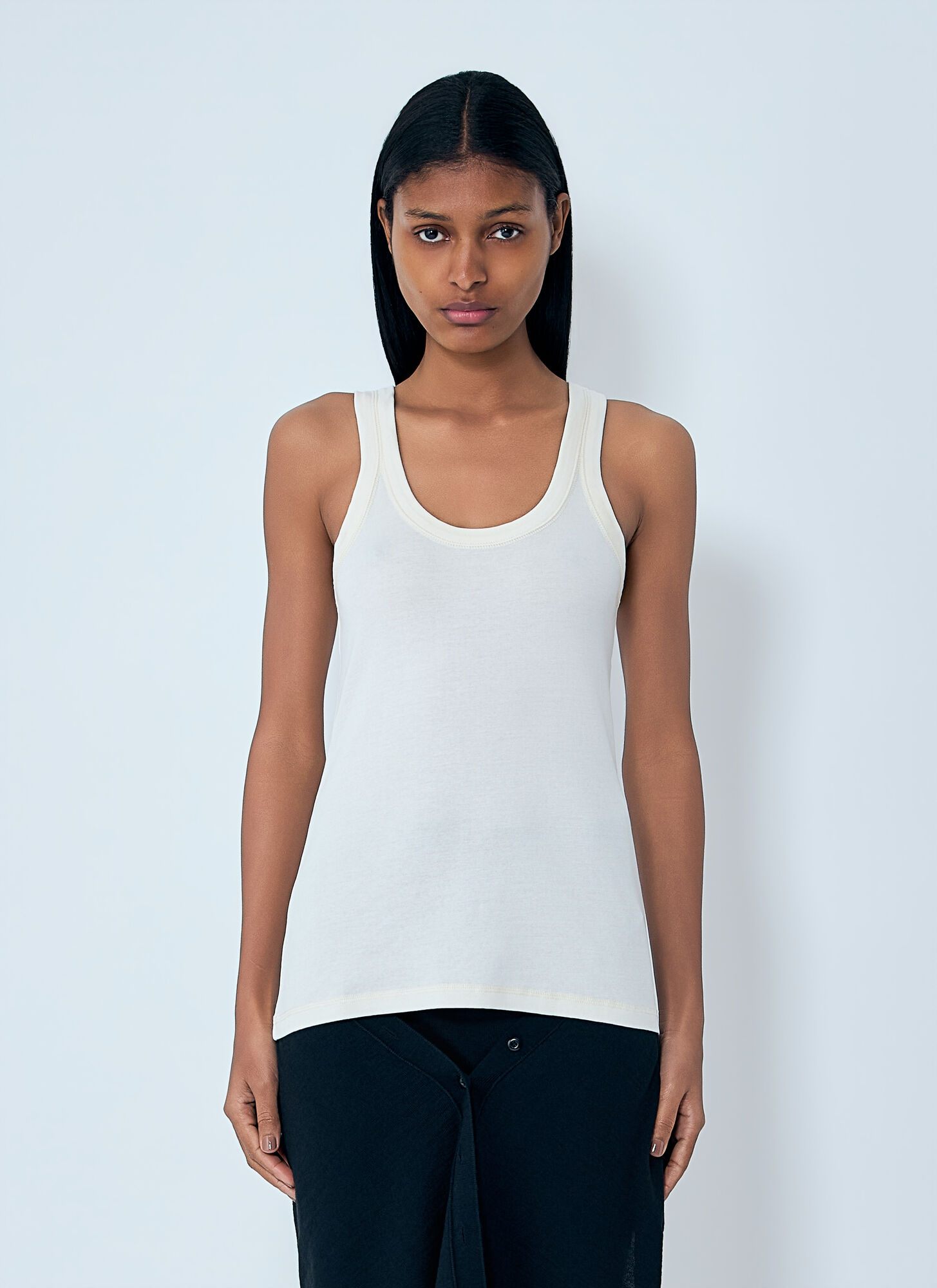 Lemaire Donna Cream Rib Tank Top - Woman Tops Xs