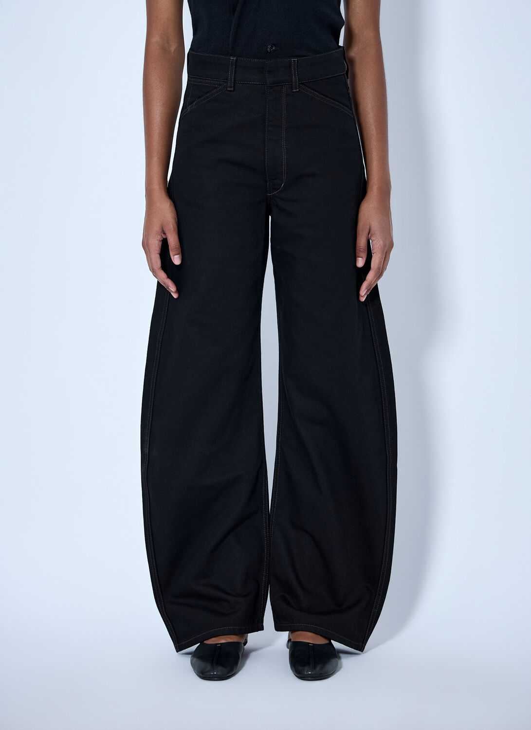 Lemaire High Waisted Curved Pants - Woman Pants Black Fr - 36 Lemaire