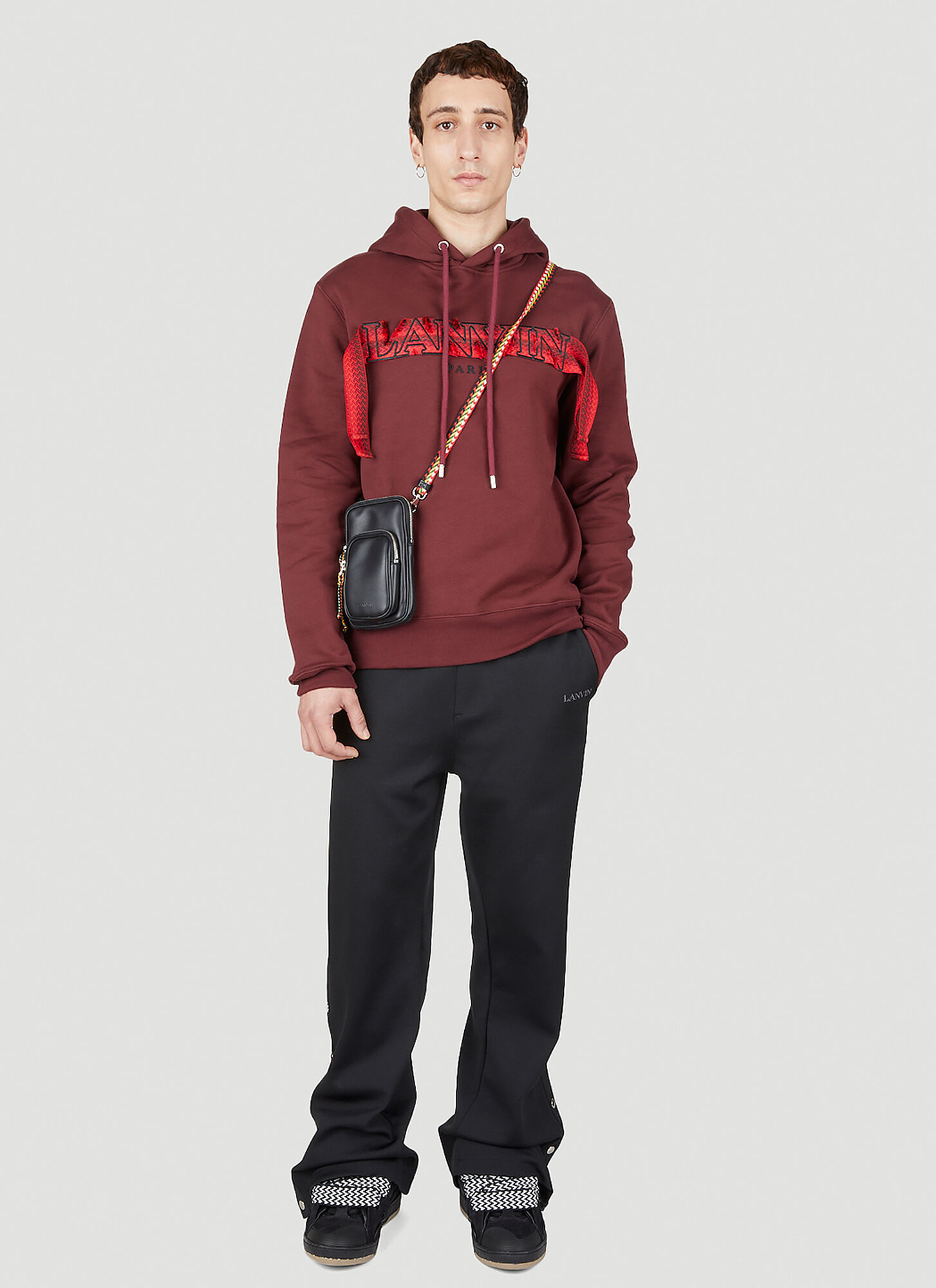  Lanvin Lanvin Embroidered Logo Hooded Sweatshirt - Mann Sweatshirts Burgundy Xs 