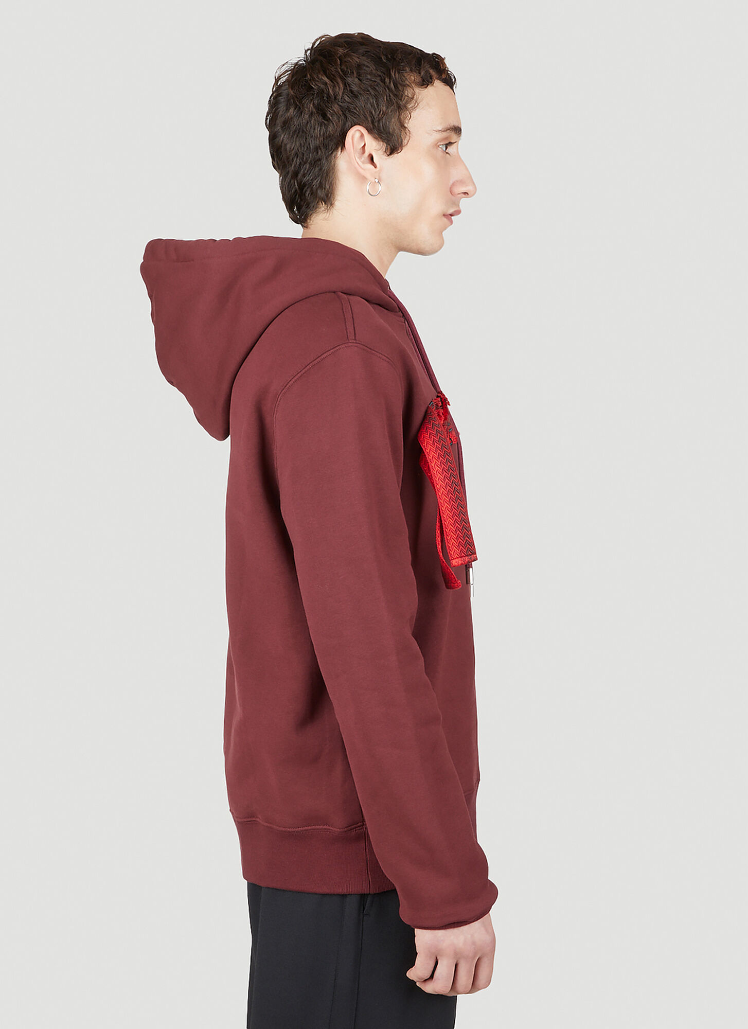  Lanvin Lanvin Embroidered Logo Hooded Sweatshirt - Mann Sweatshirts Burgundy Xs 