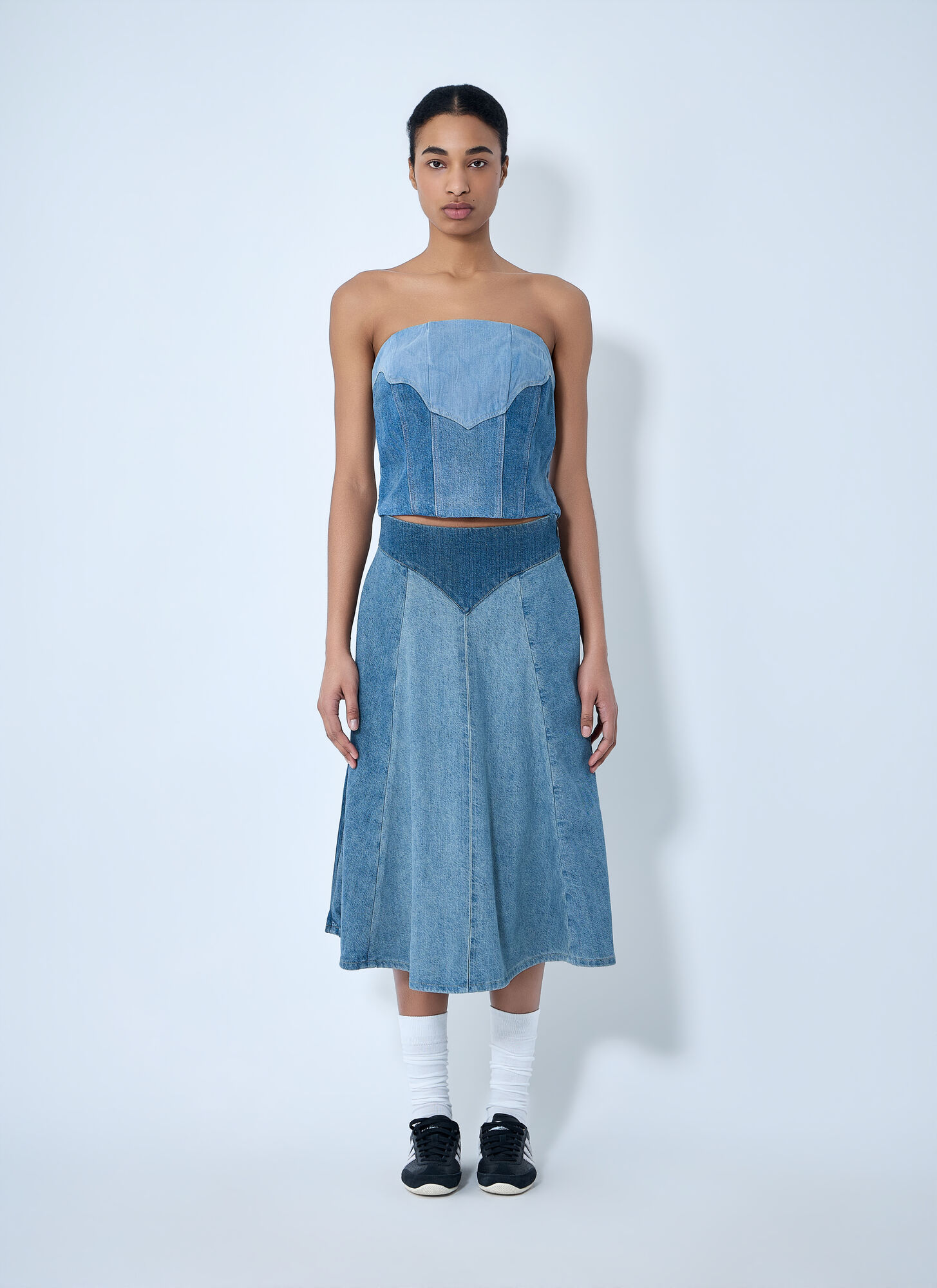  Levi's Levi's Paneled Denim Midi Skirt - Frau Röcke Blue 30 