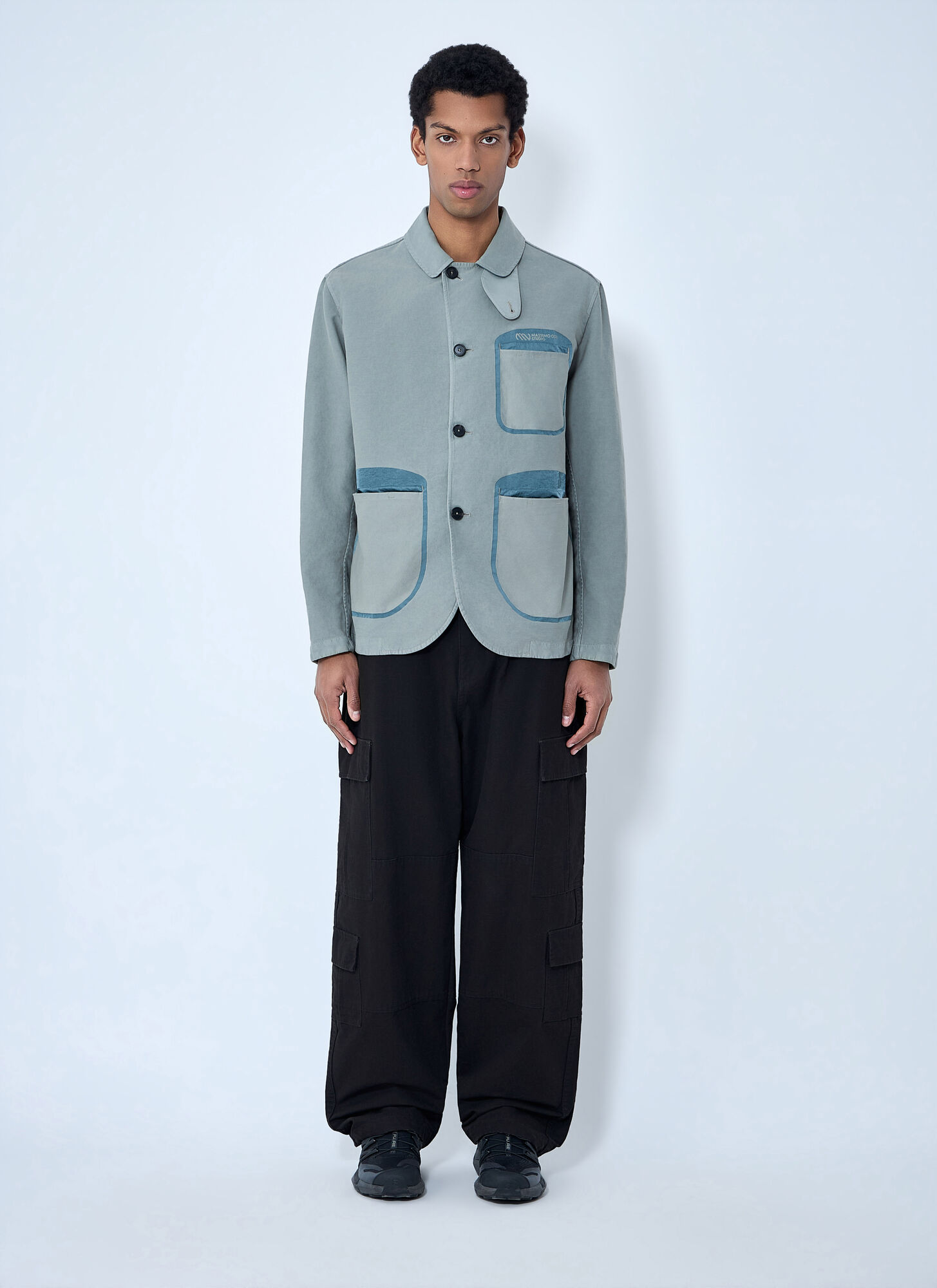  Massimo Osti Studio Massimo Osti Studio Contrast Pocket Work Jacket - Mann Blazers Grey Xl 