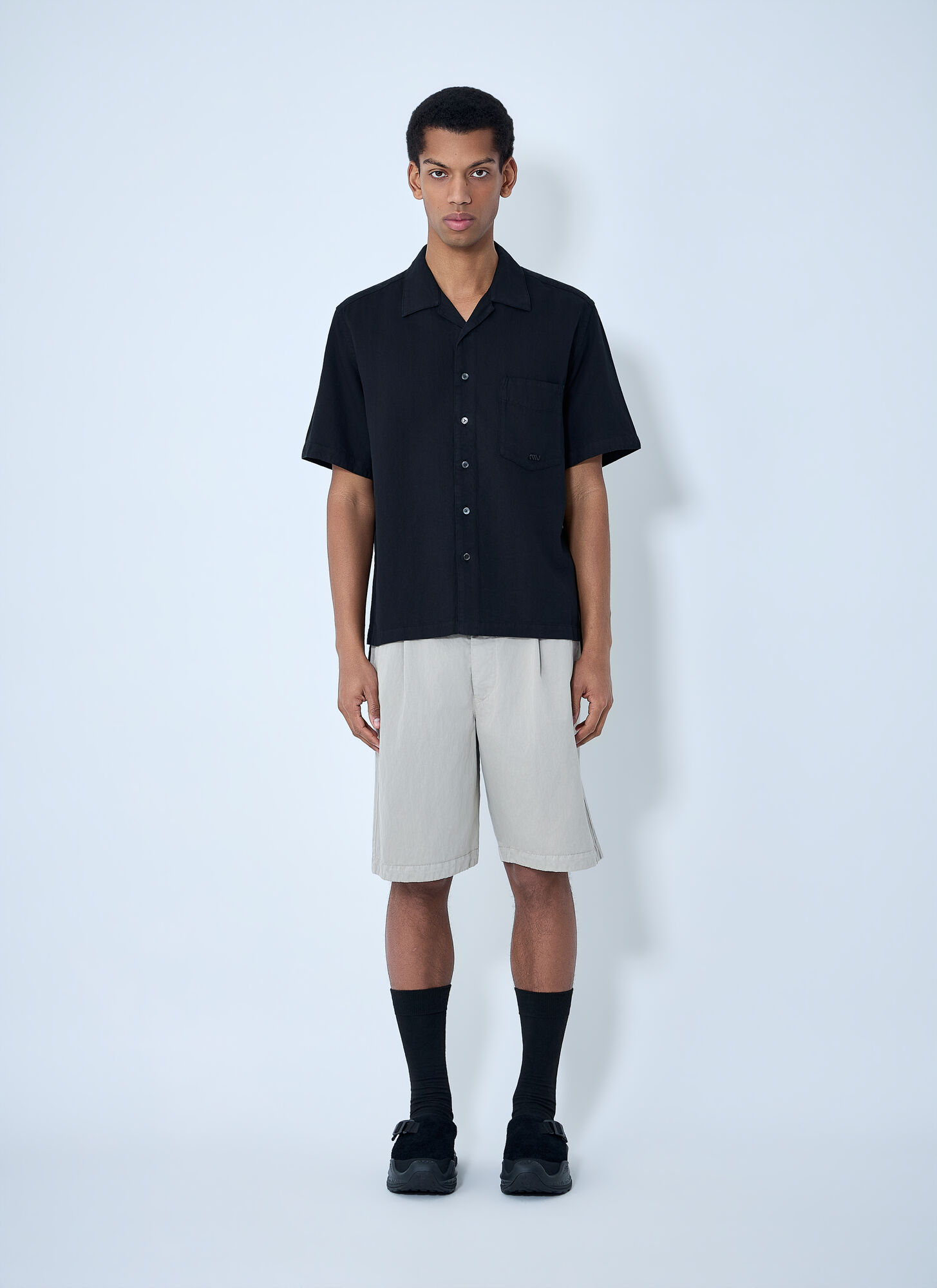 Massimo Osti Studio Massimo Osti Studio Carta Polo Short - Mann Polo Shirts Black L 
