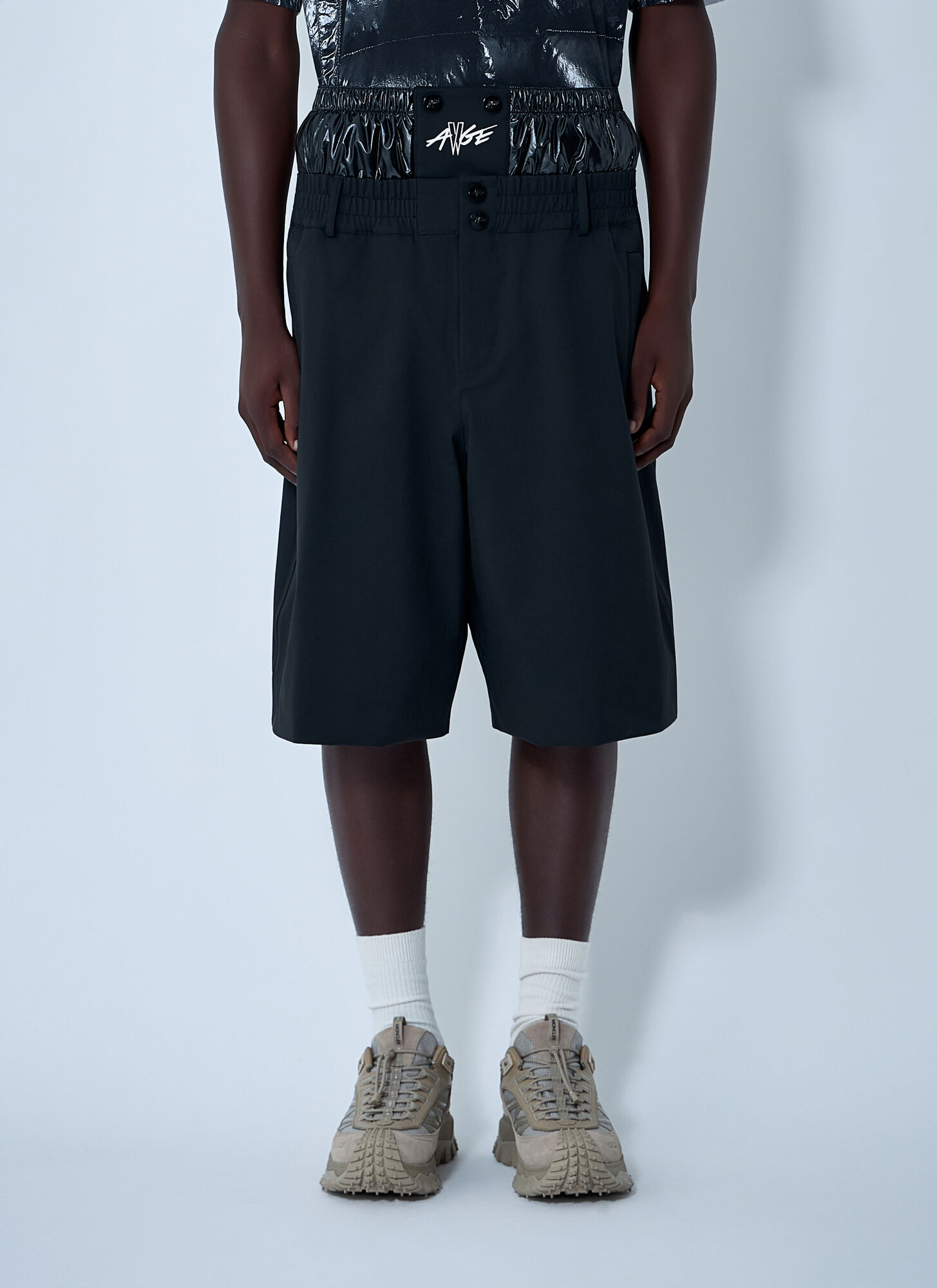 Moncler X A Rocky Men's Black Contrast Waistband Shorts - Man Shorts It - 46