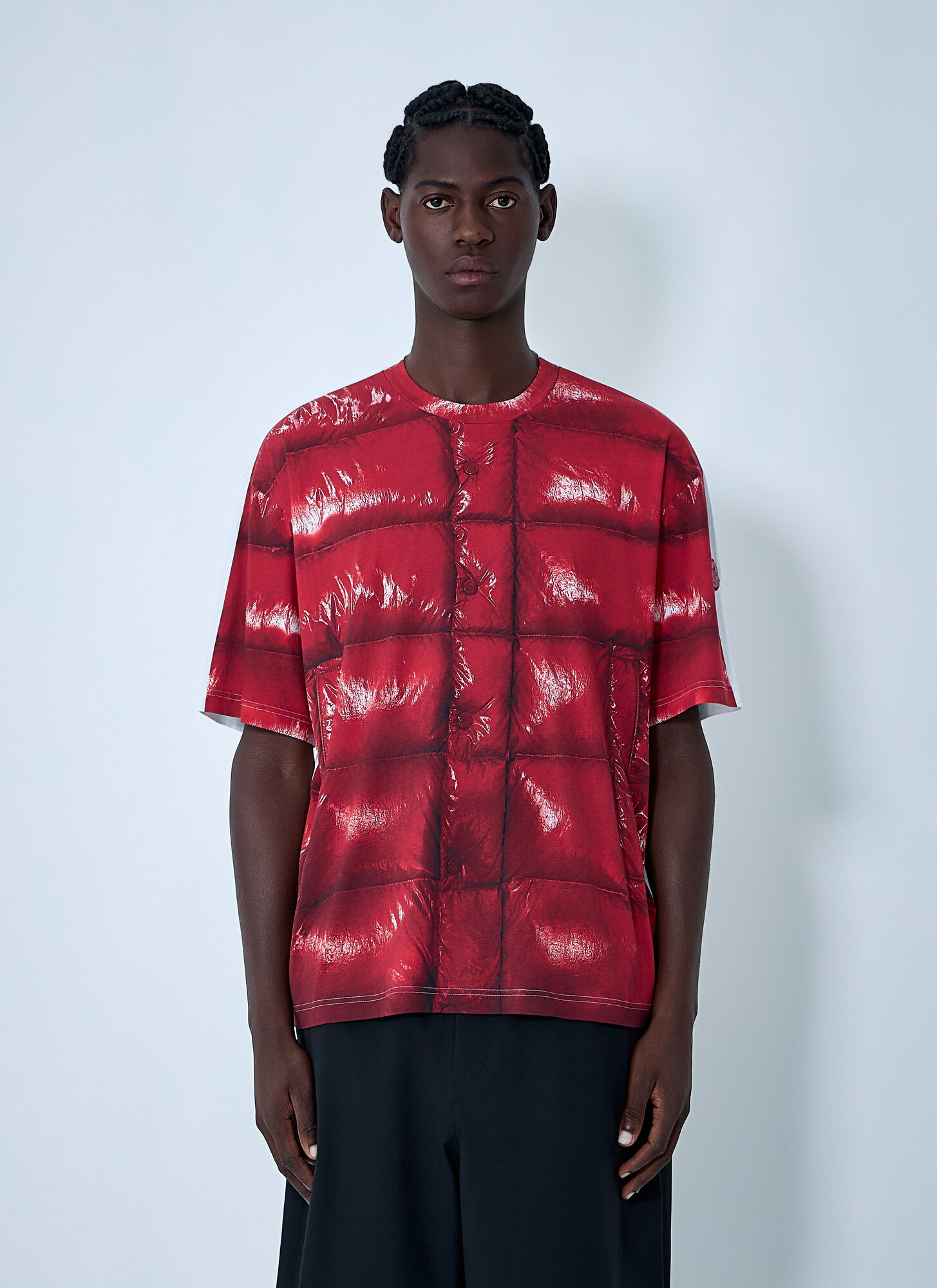 Moncler X A Rocky Men's Red Logo Motif Contrast Print T-Shirt - Man T-Shirts L