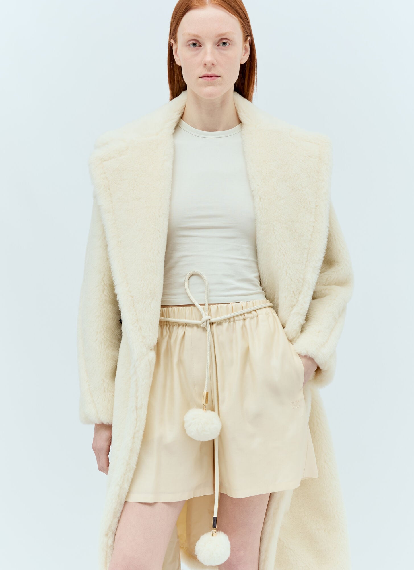  Max Mara Max Mara Pom-pom Tubular Belt - Frau Gürtel White One Size 