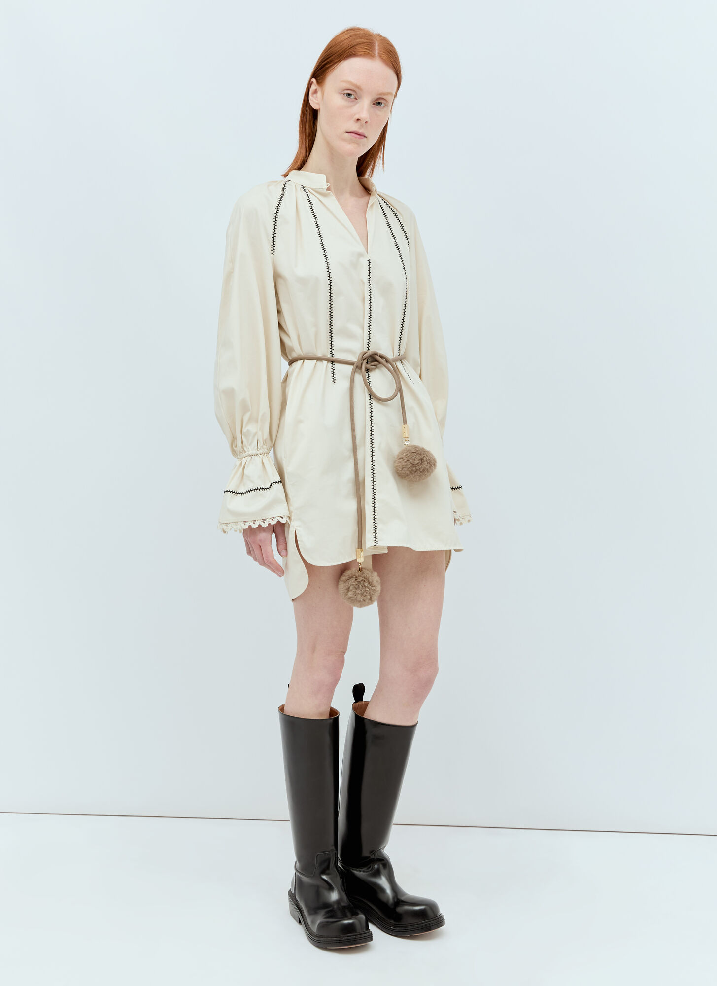  Max Mara Max Mara Pom-pom Tubular Belt - Frau Gürtel Beige One Size 