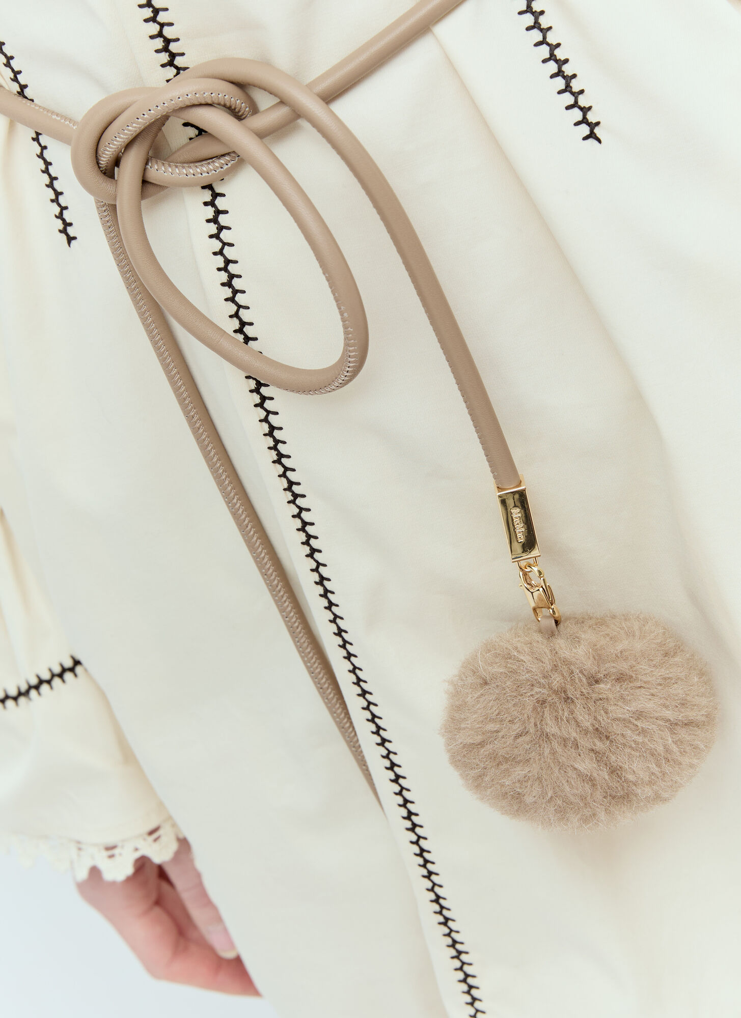  Max Mara Max Mara Pom-pom Tubular Belt - Frau Gürtel Beige One Size 