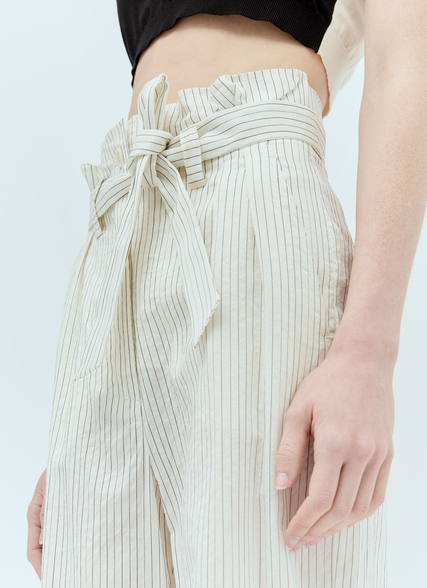  Max Mara Max Mara Pinstriped Canvas Pants - Frau Hosen White It - 40 