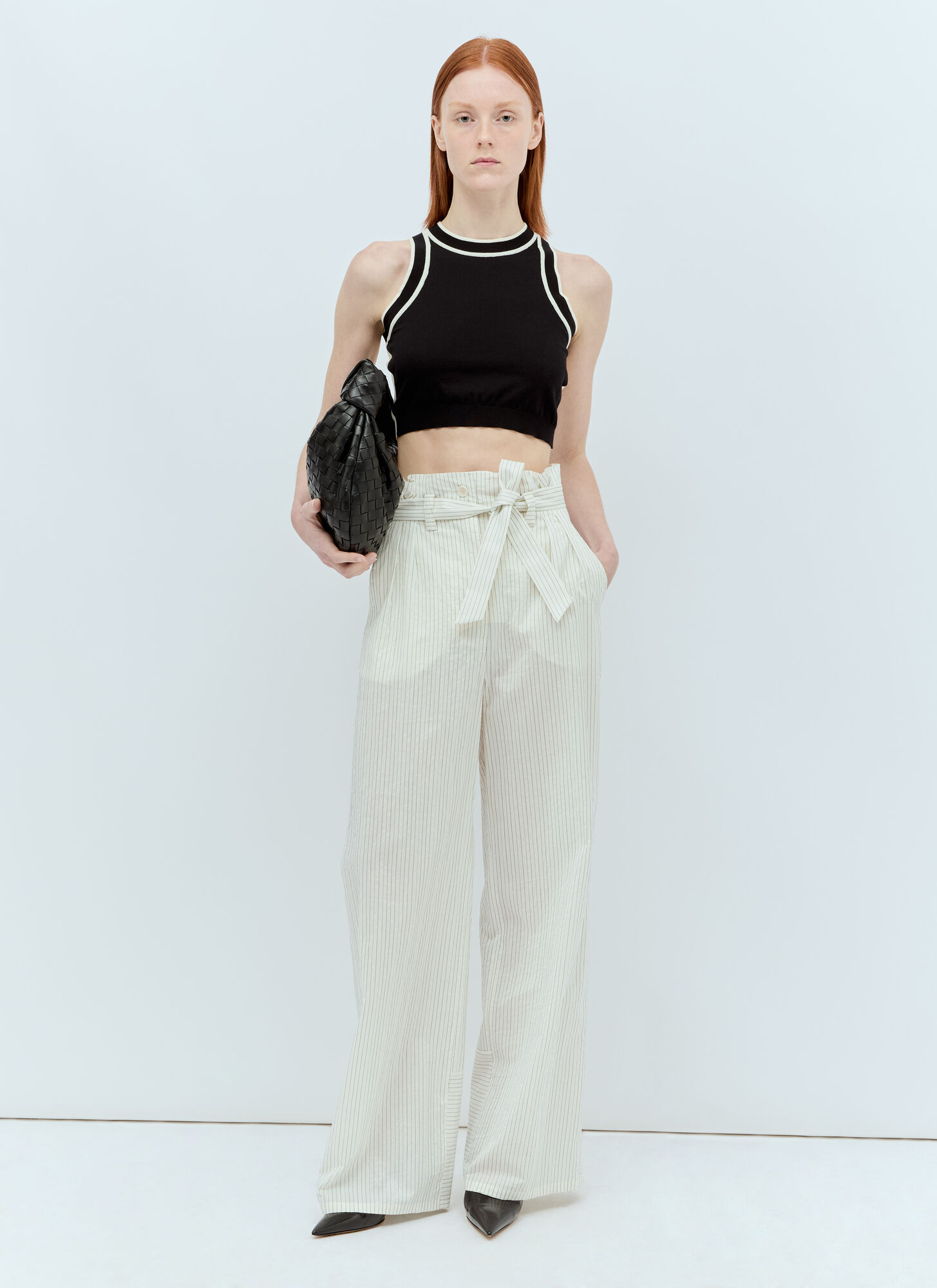  Max Mara Max Mara Pinstriped Canvas Pants - Frau Hosen White It - 40 