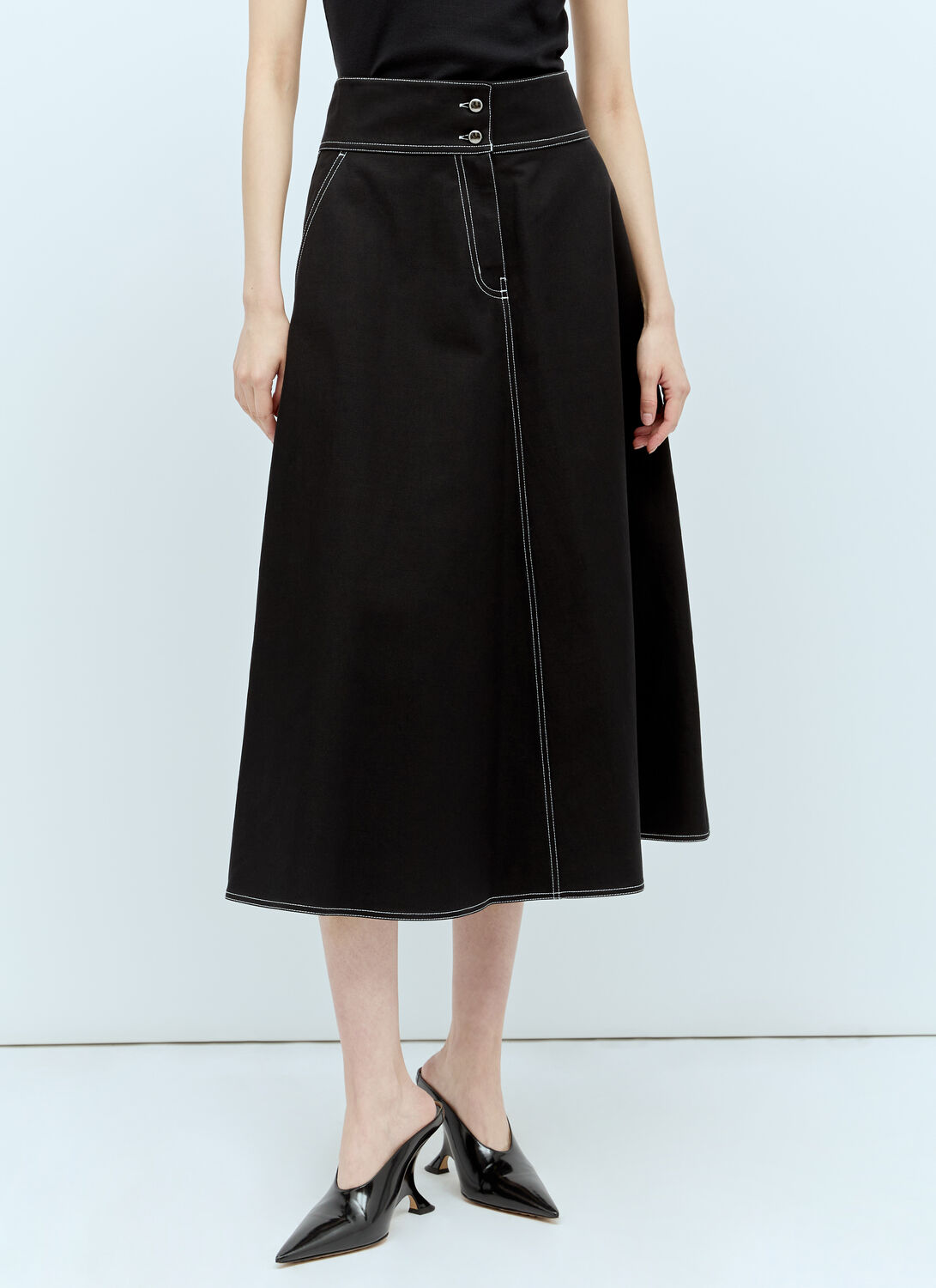 Shop Max Mara Canvas Flared Skirt In Black