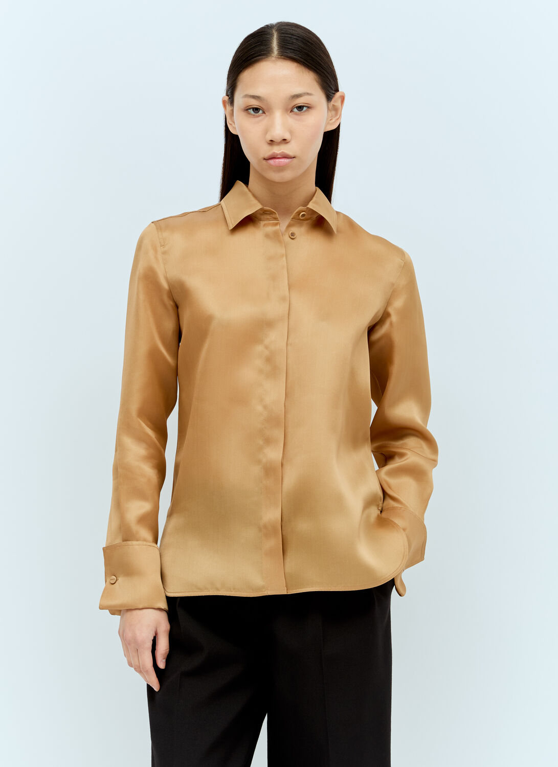 Shop Max Mara Silk Organza Shirt In Brown