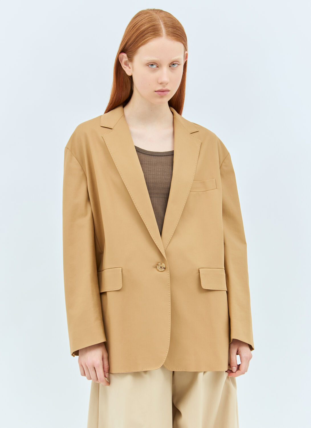 Max Mara Oversized Canvas Blazer In Beige