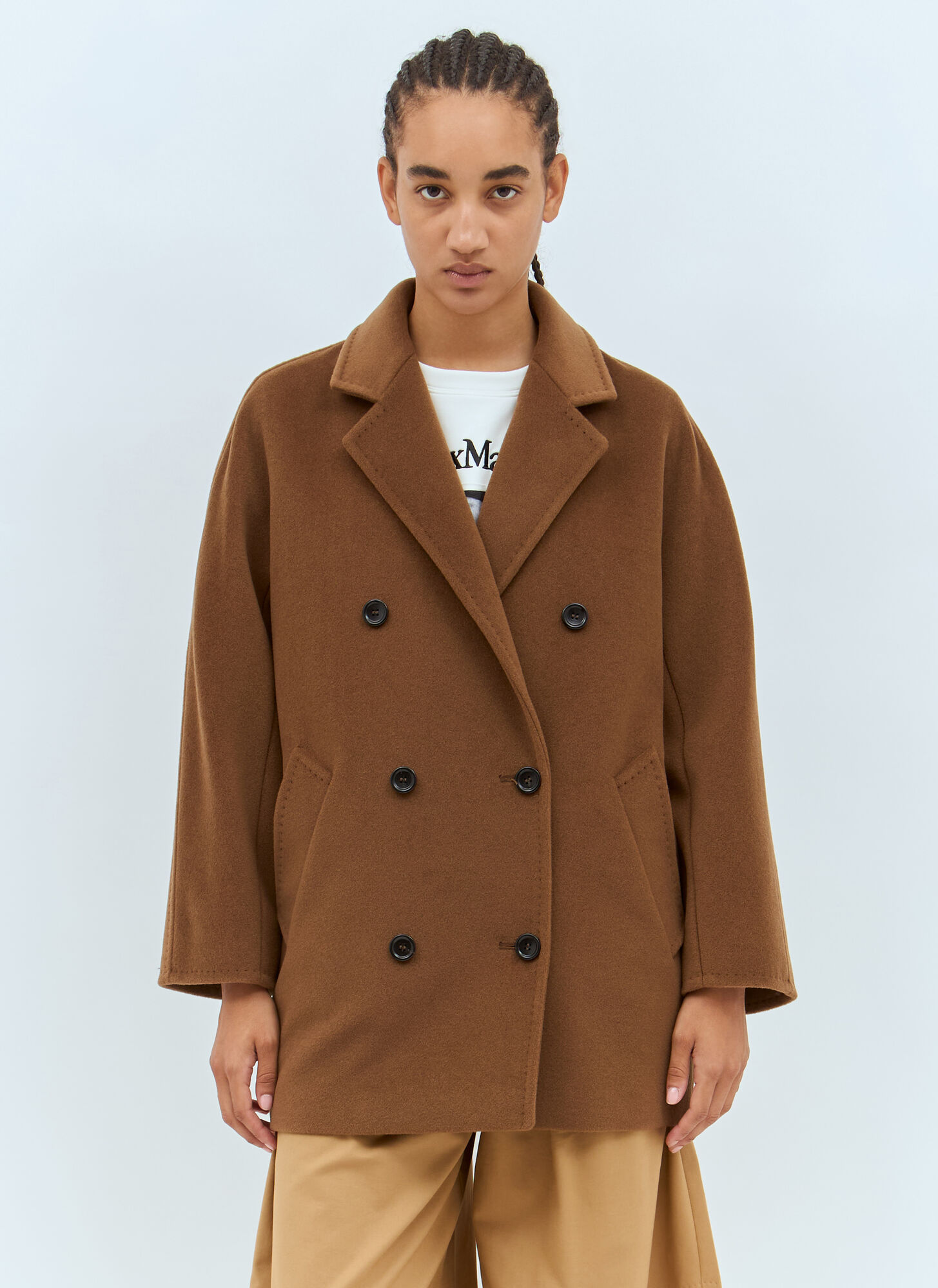 Max Mara Women's Brown Rebus Wool And Cashmere Coat UK Size 8 - Mytheresa - Image 2