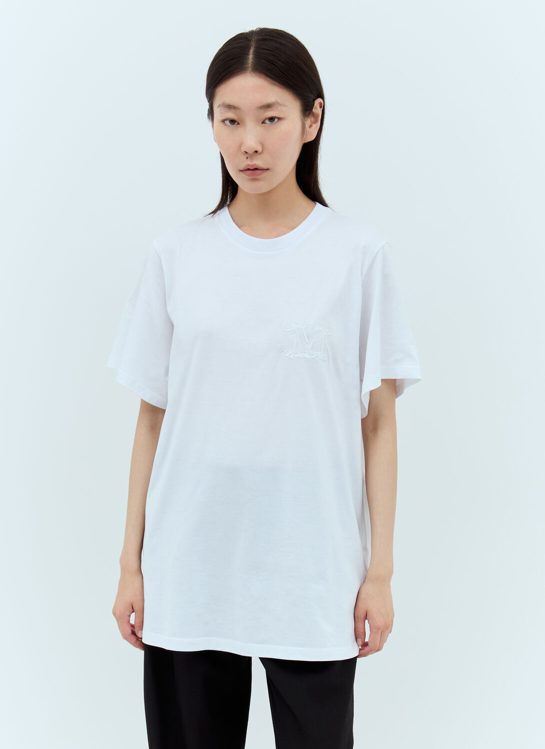 Max Mara Logo Embroidery T-shirt - Woman T-shirts White M
