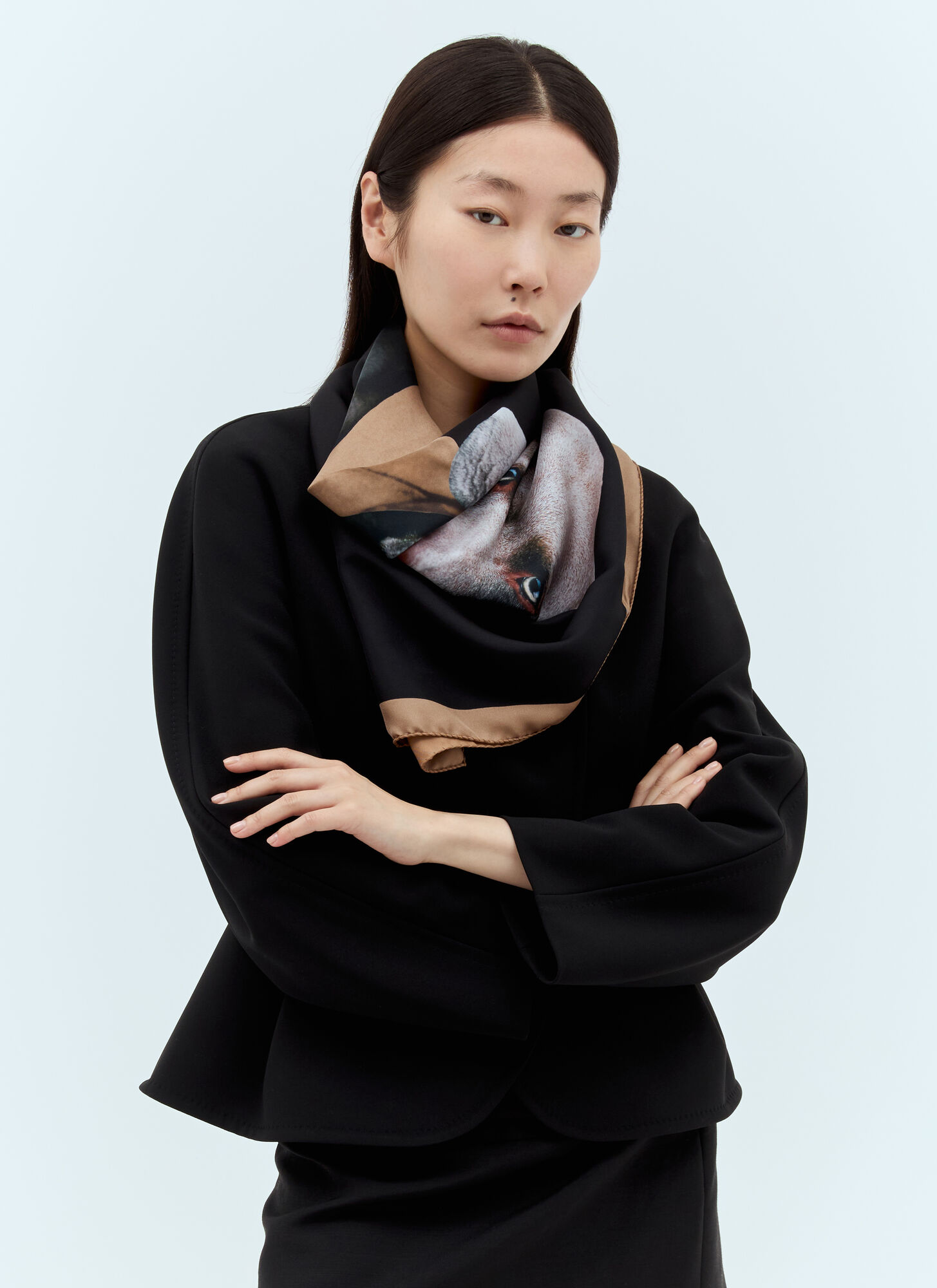 Max Mara Printed Silk Scarf In Beige