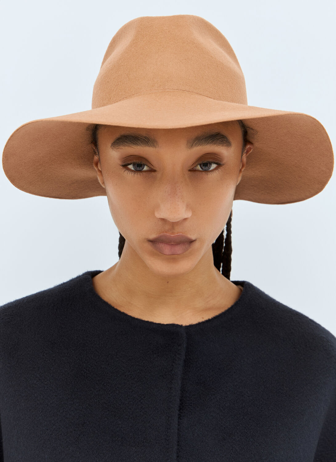 Max Mara Felt Wool Wide Brim Hat In Beige