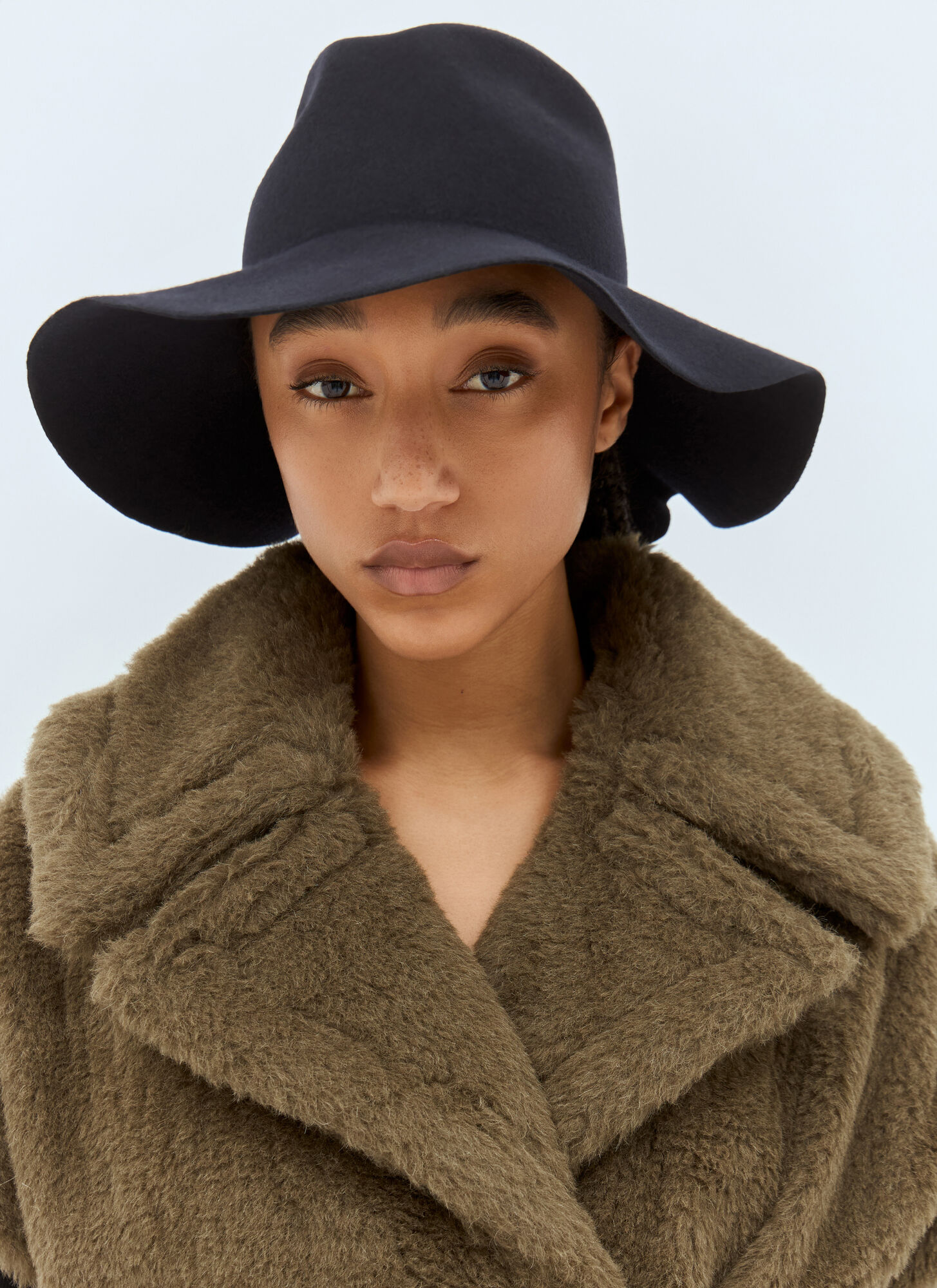 Max Mara Max Mara Felt Wool Wide Brim Hat - Woman Hats Navy 57　マックスマーラ フェルト ウール つば広ハット - 女性用帽子 ネイビー 57