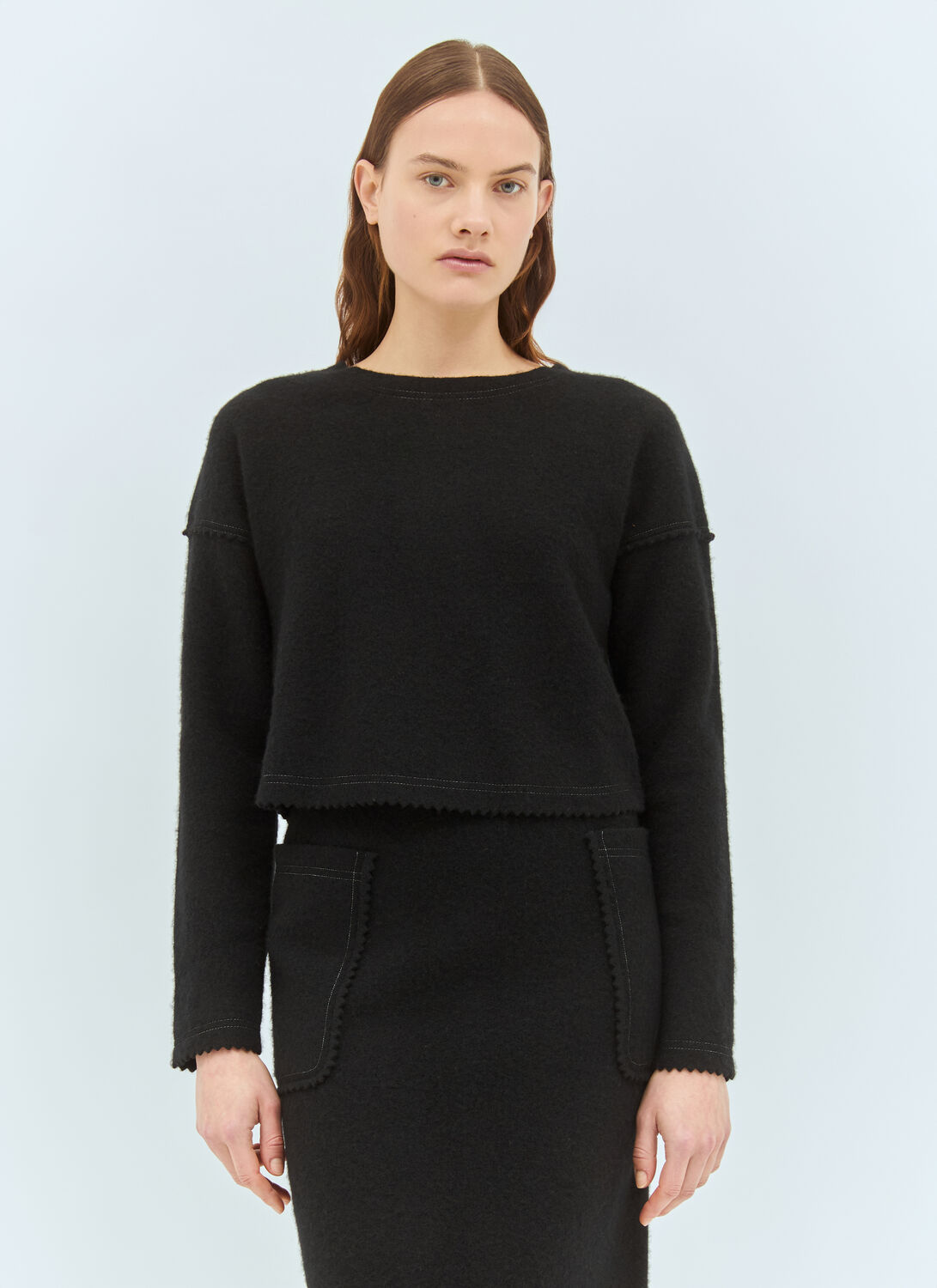 Max Mara Women Wool And Cashmere Cropped Sweater In Black