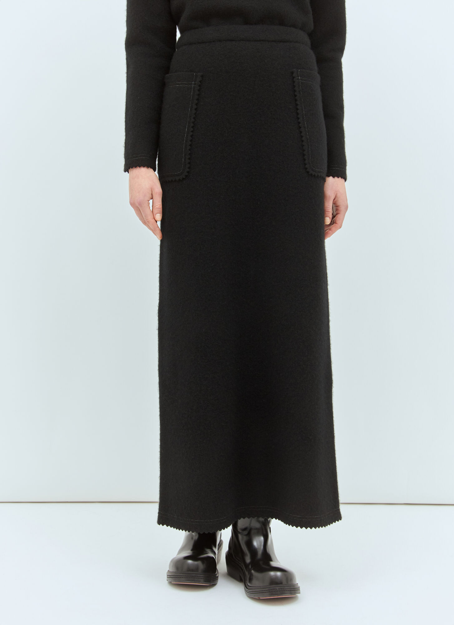 Max Mara 羊毛和羊绒长款半身裙 - Female 半身裙 Black L