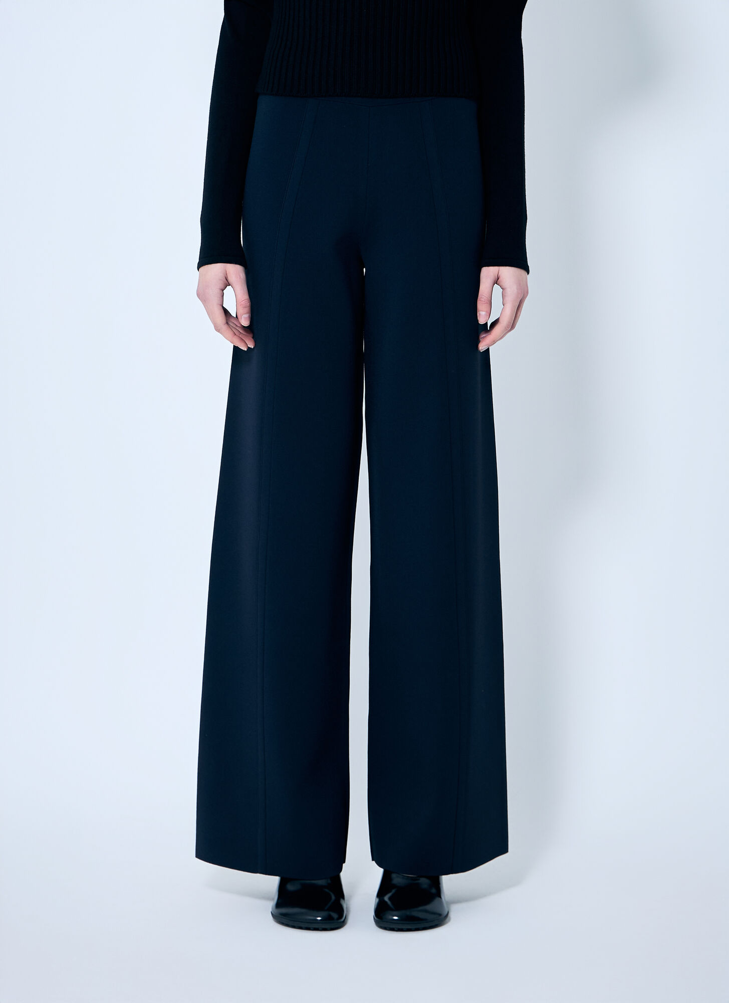 Max Mara Women Knit Wide Leg Pants In Navy