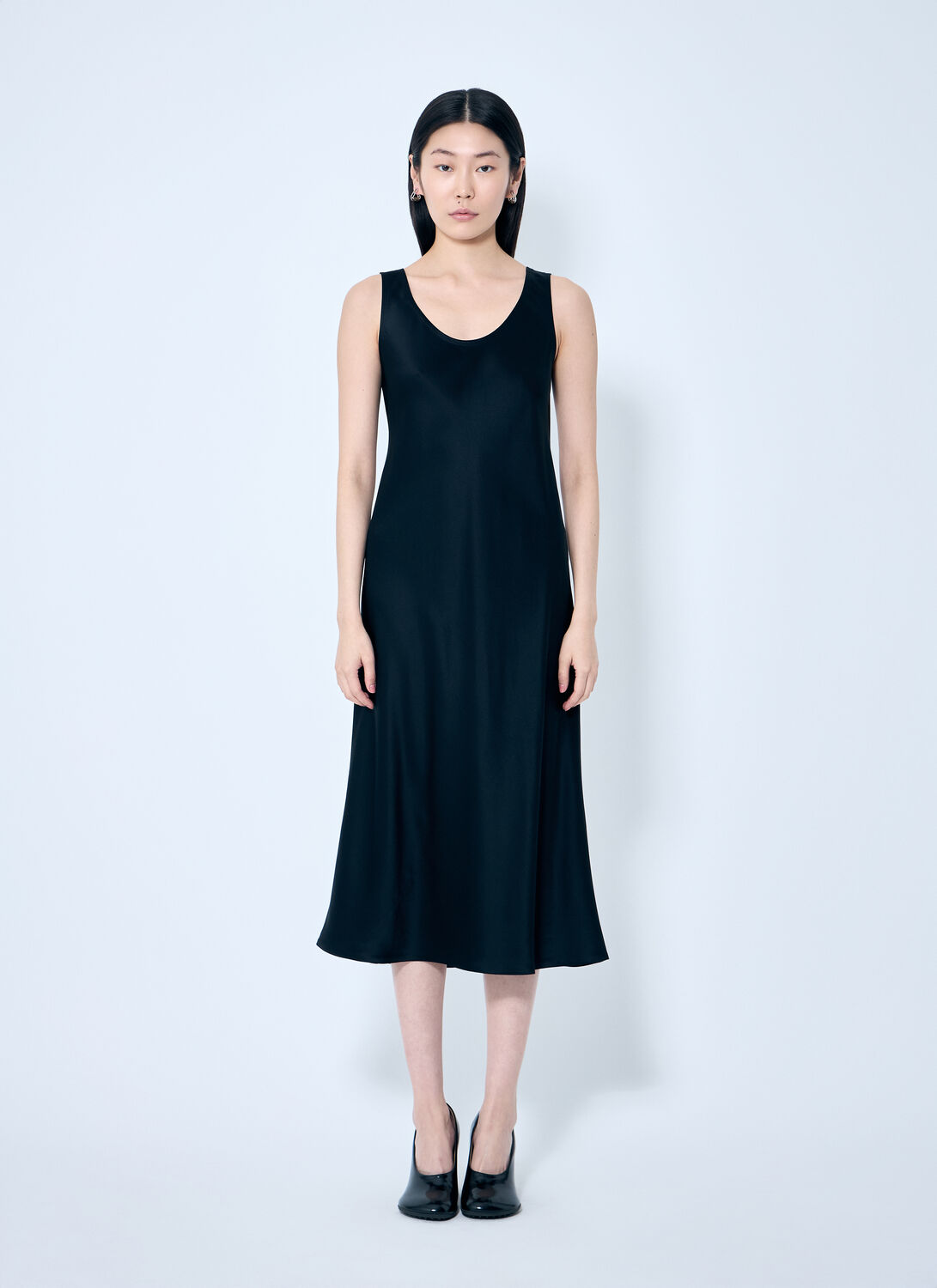 Max Mara Banjo Silk Satin Midi Dress In Black