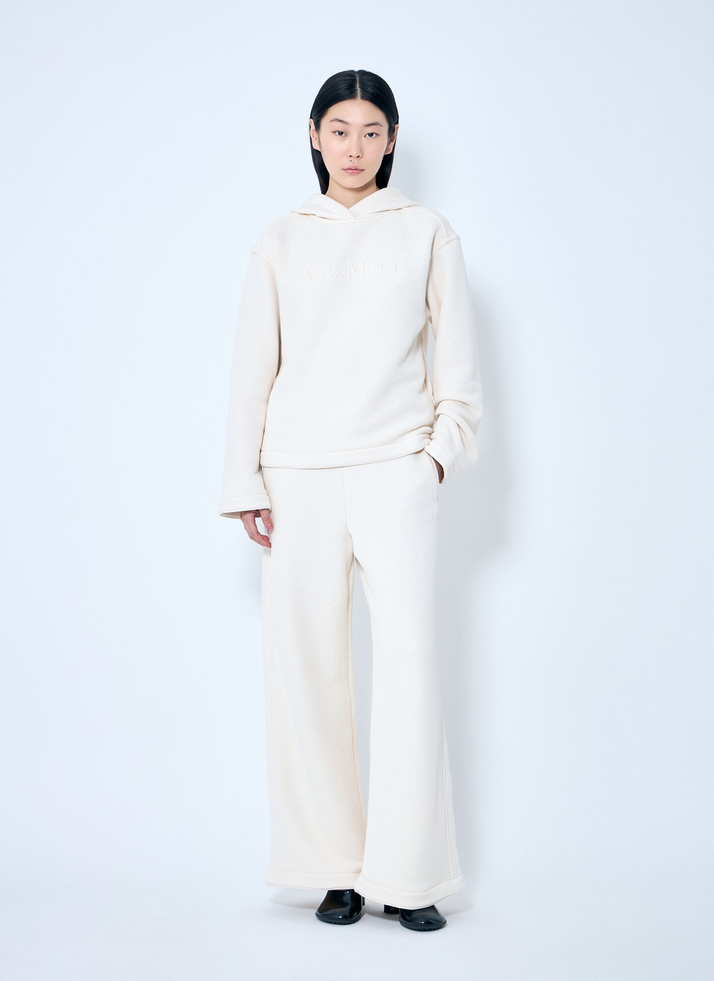  Max Mara Max Mara Logo Embroidery Hooded Sweatshirt - Frau Sweatshirts White M 