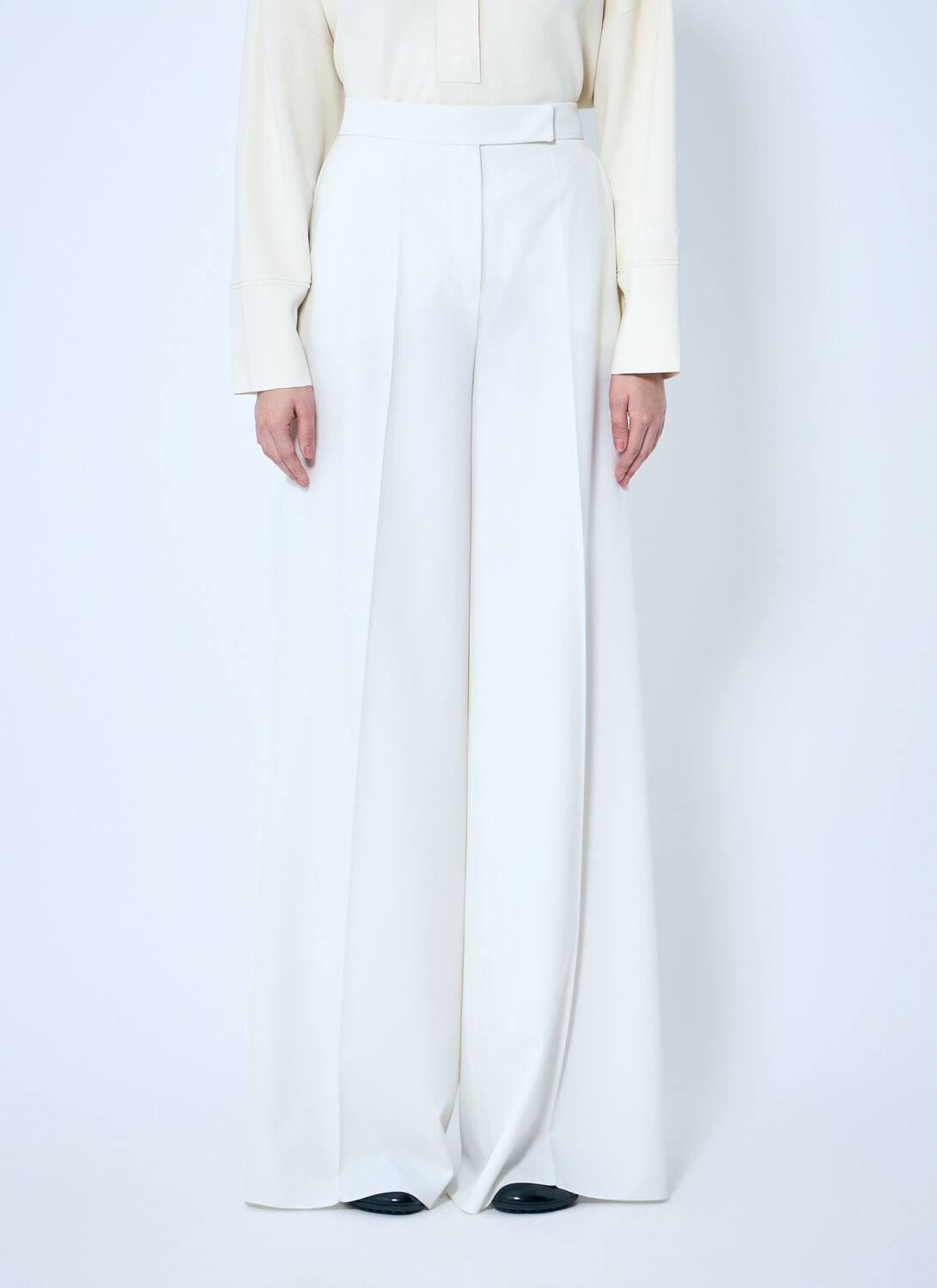 Max Mara Gabardine Wool Pants In White