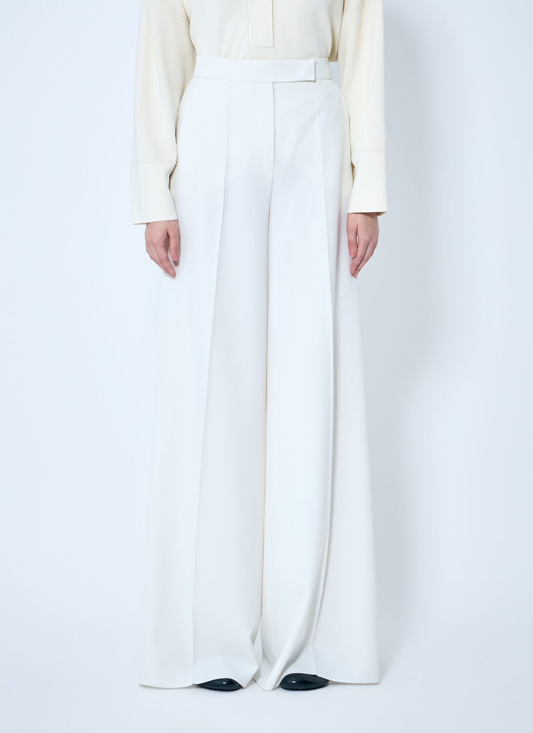 Max Mara Gabardine Wool Pants In White