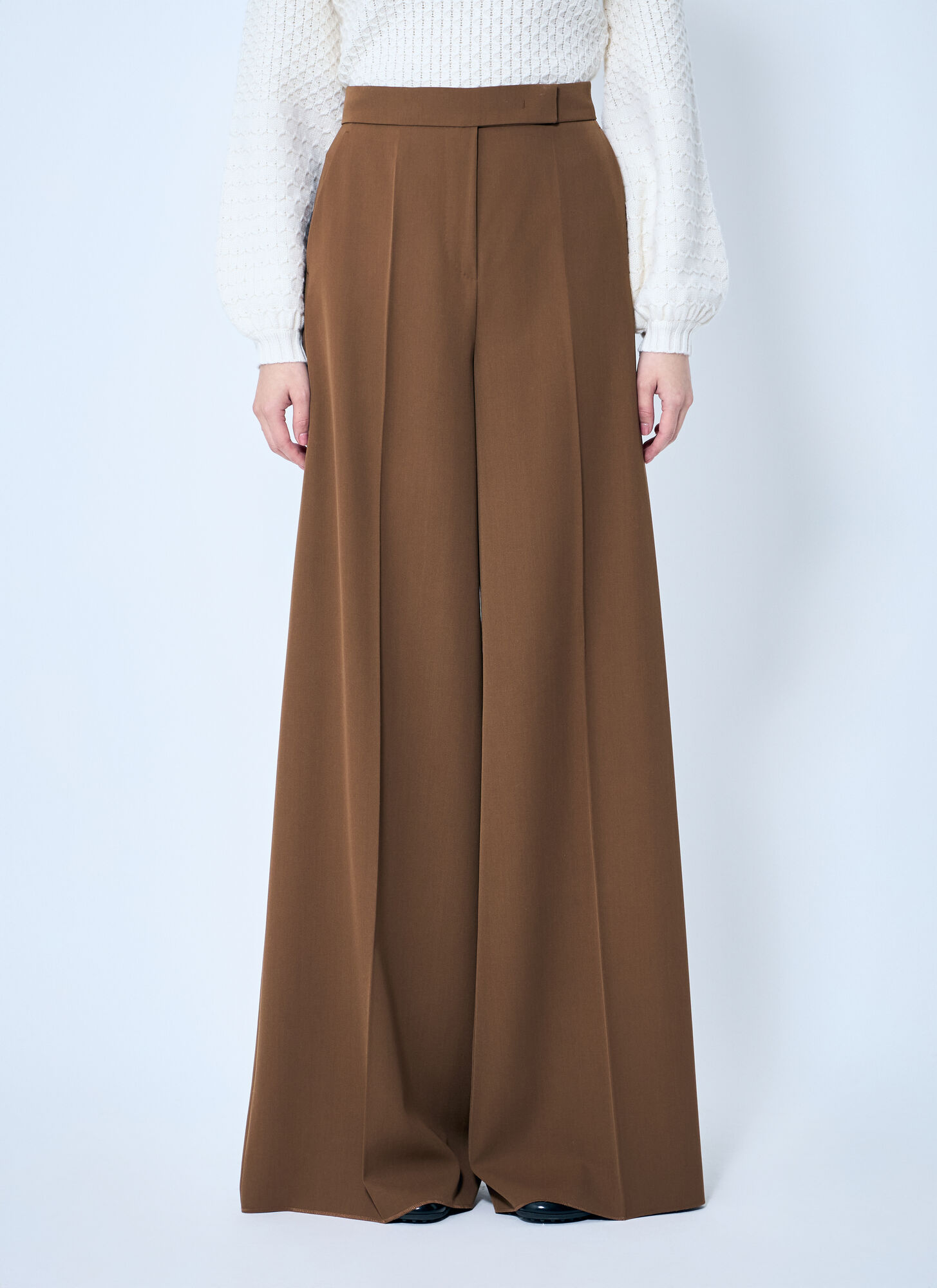Max Mara Women's Brown Gabardine Wool Pants - Woman Pants It - 38