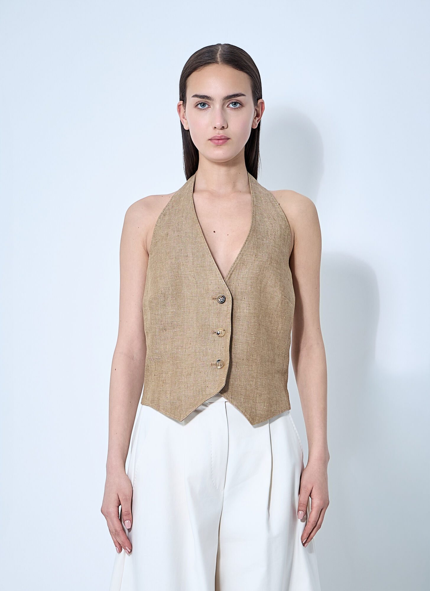 Max Mara Sauro Halterneck Waistcoat - Woman Tops Brown It - 42