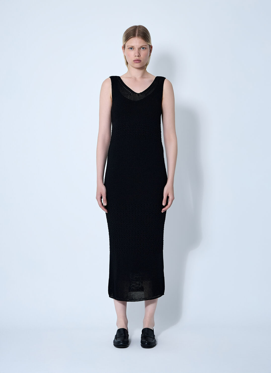 Max Mara Valois Crochet Midi Dress - Woman Dresses Black Xl