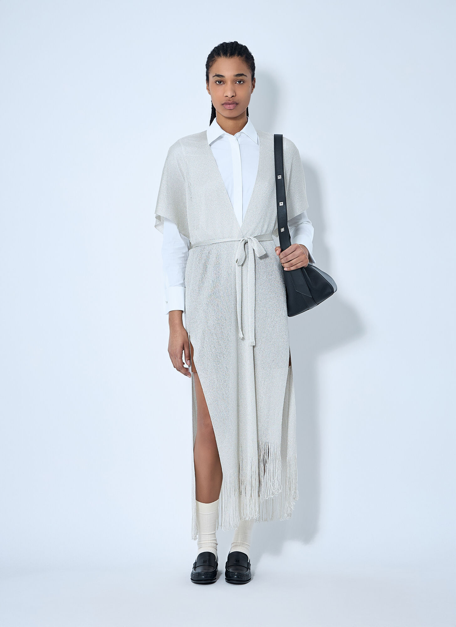  Max Mara Max Mara Belted Knit Cardigan - Frau Tops White One Size 