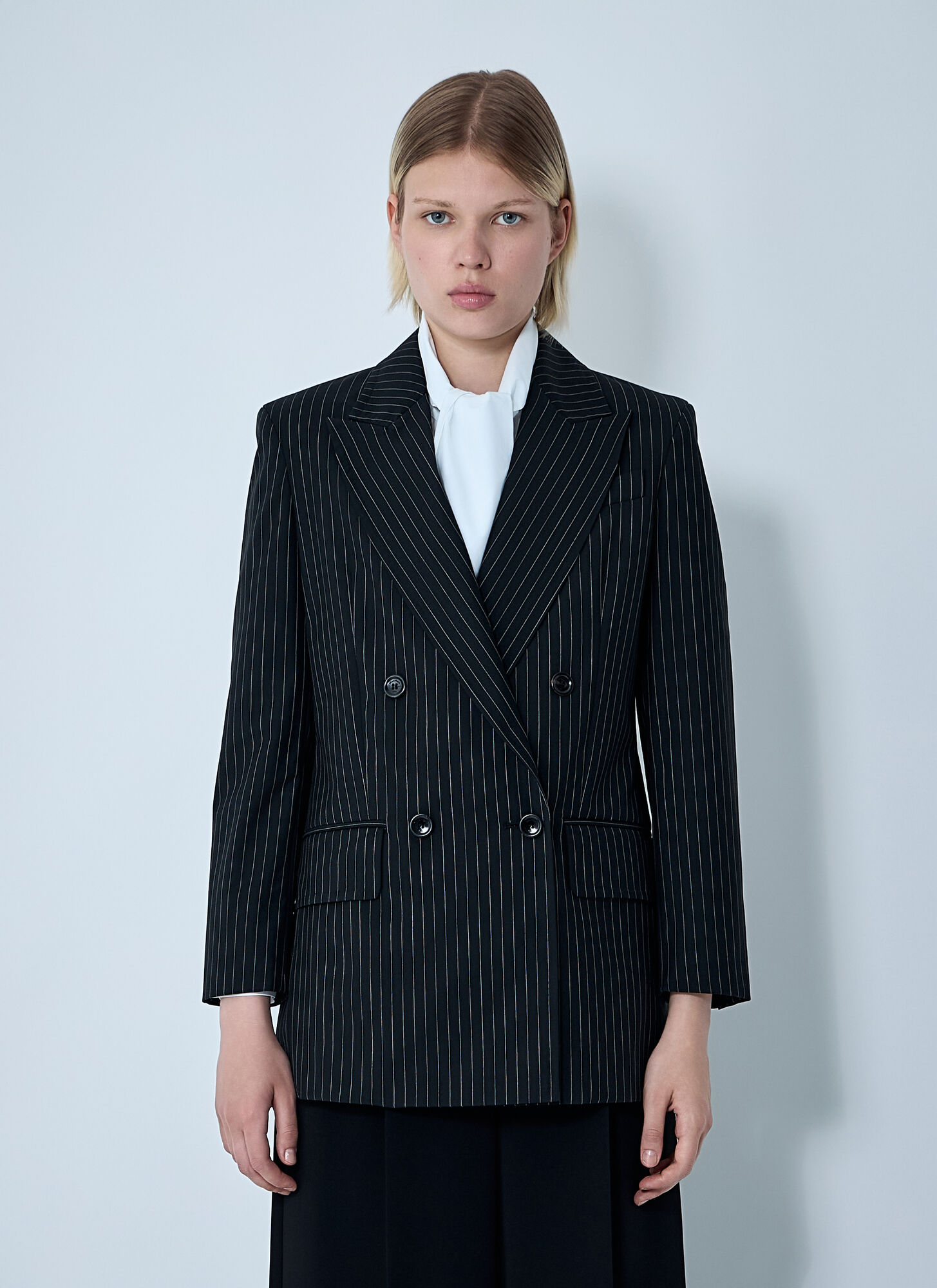 Max Mara Double-breasted Wool Jacket With Pinstripe Design