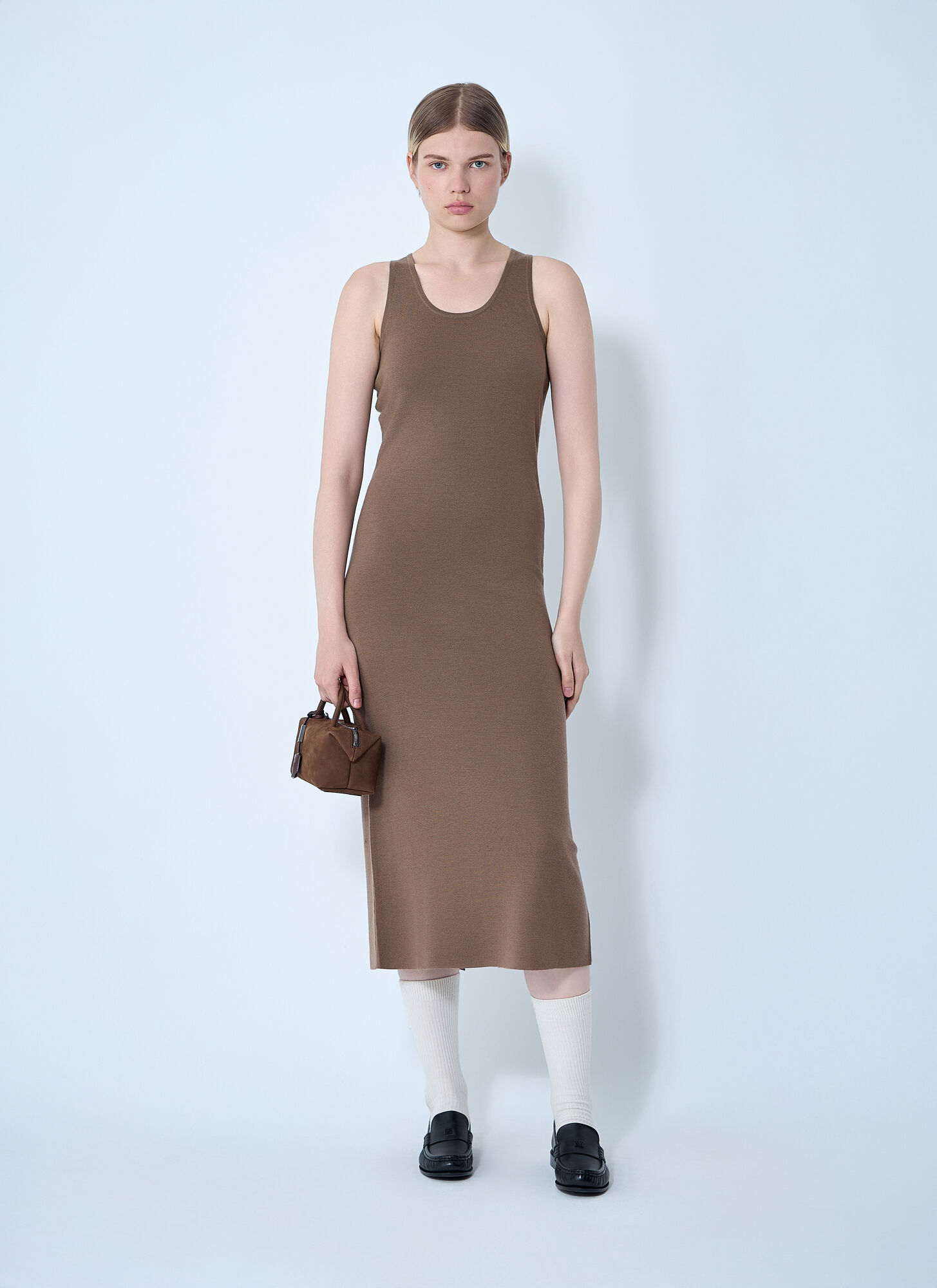 Max Mara Women's Brown Knitted Wool Midi Dress - Woman Dresses M