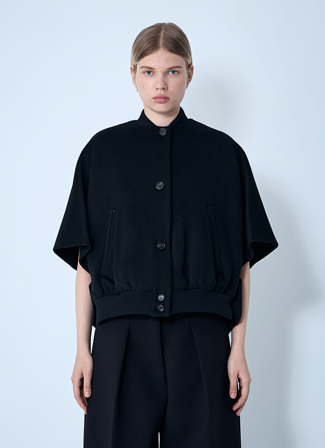 Max Mara Cashmere Cropped Sleeve Jacket - Woman Jackets Black M - L