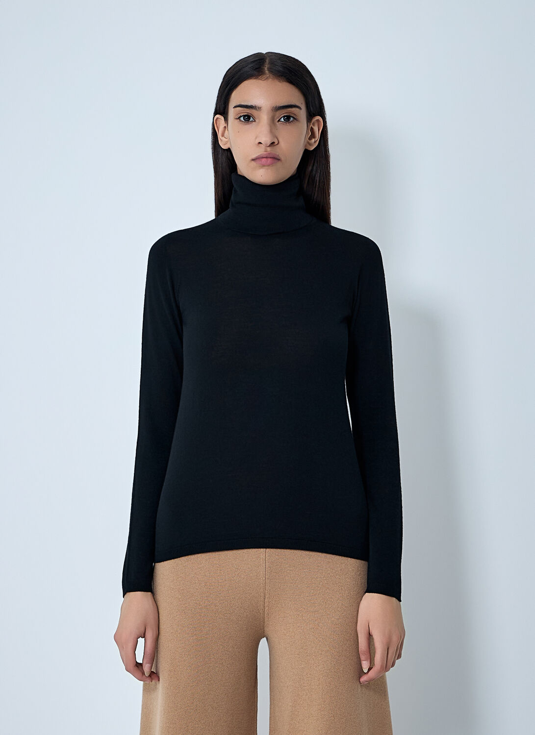 Max Mara Wool Turtleneck Sweater In Black