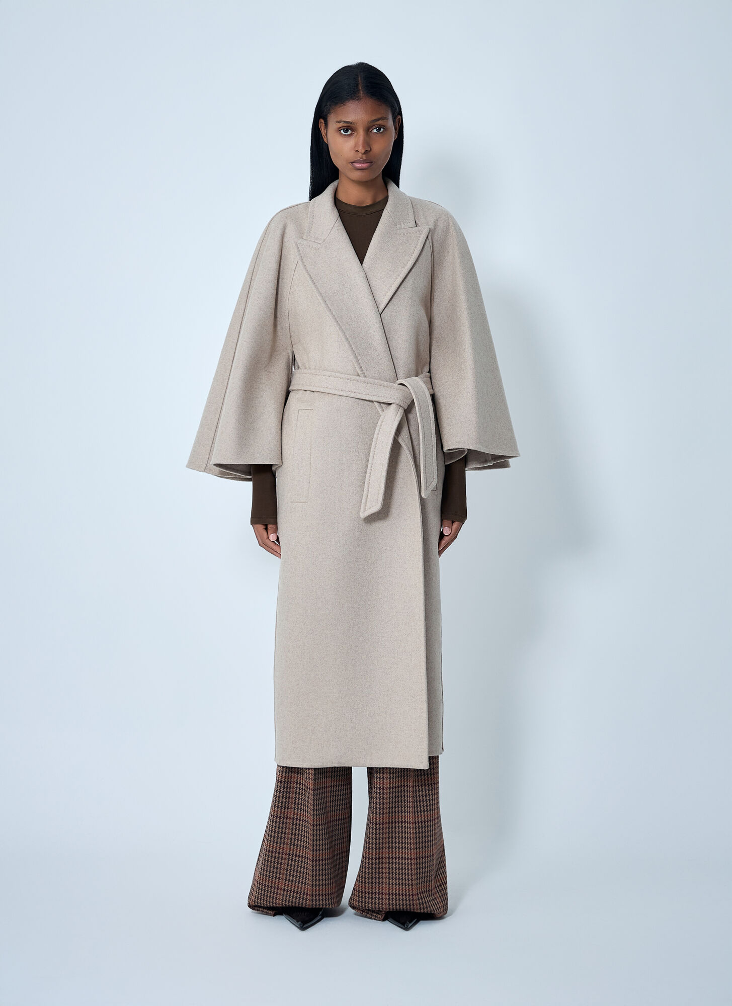Max Mara Long Cashmere Coat In Sand