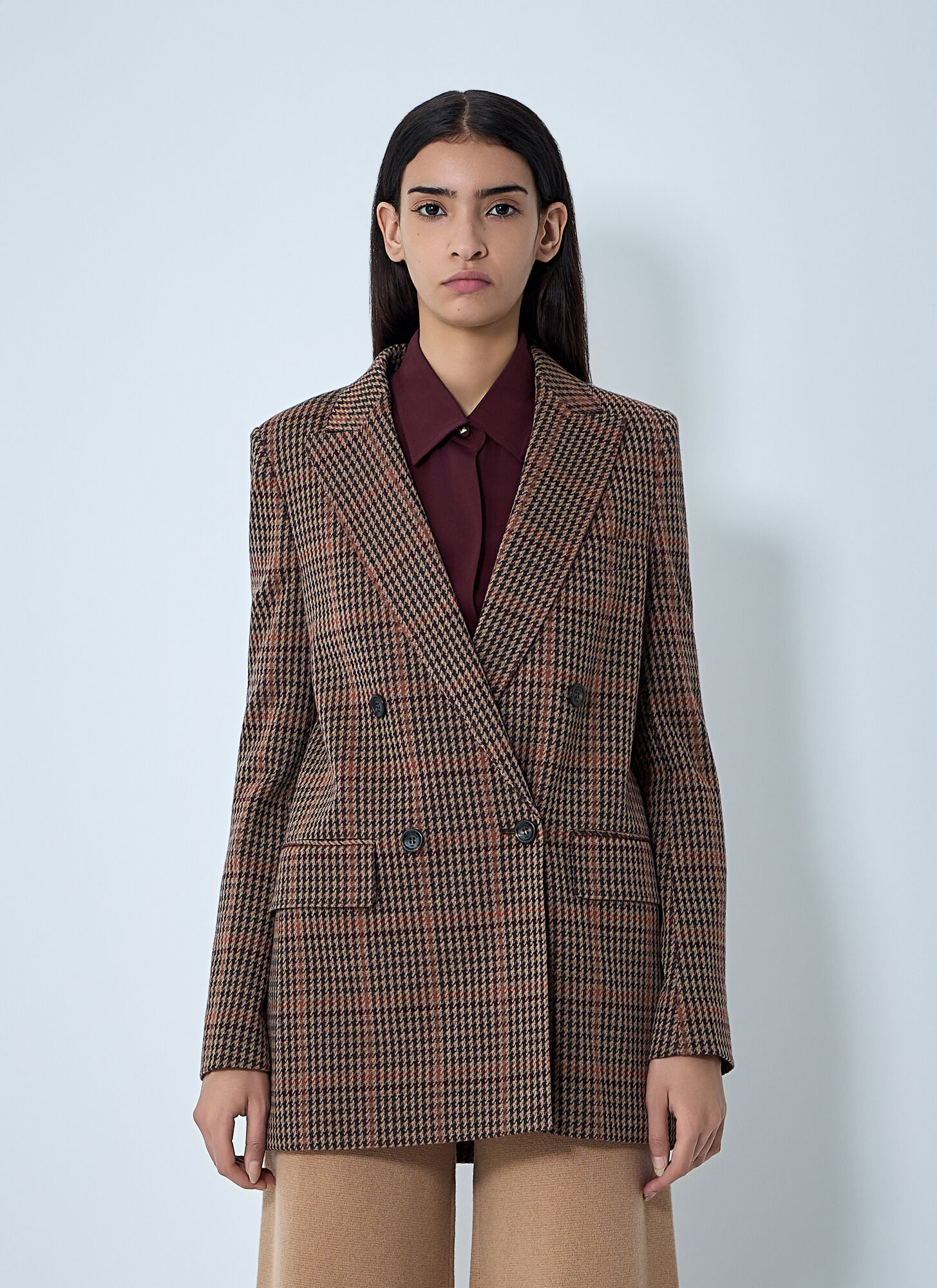 Max Mara Women's Brown Check Double-Breasted Blazer - Woman Blazers It - 38