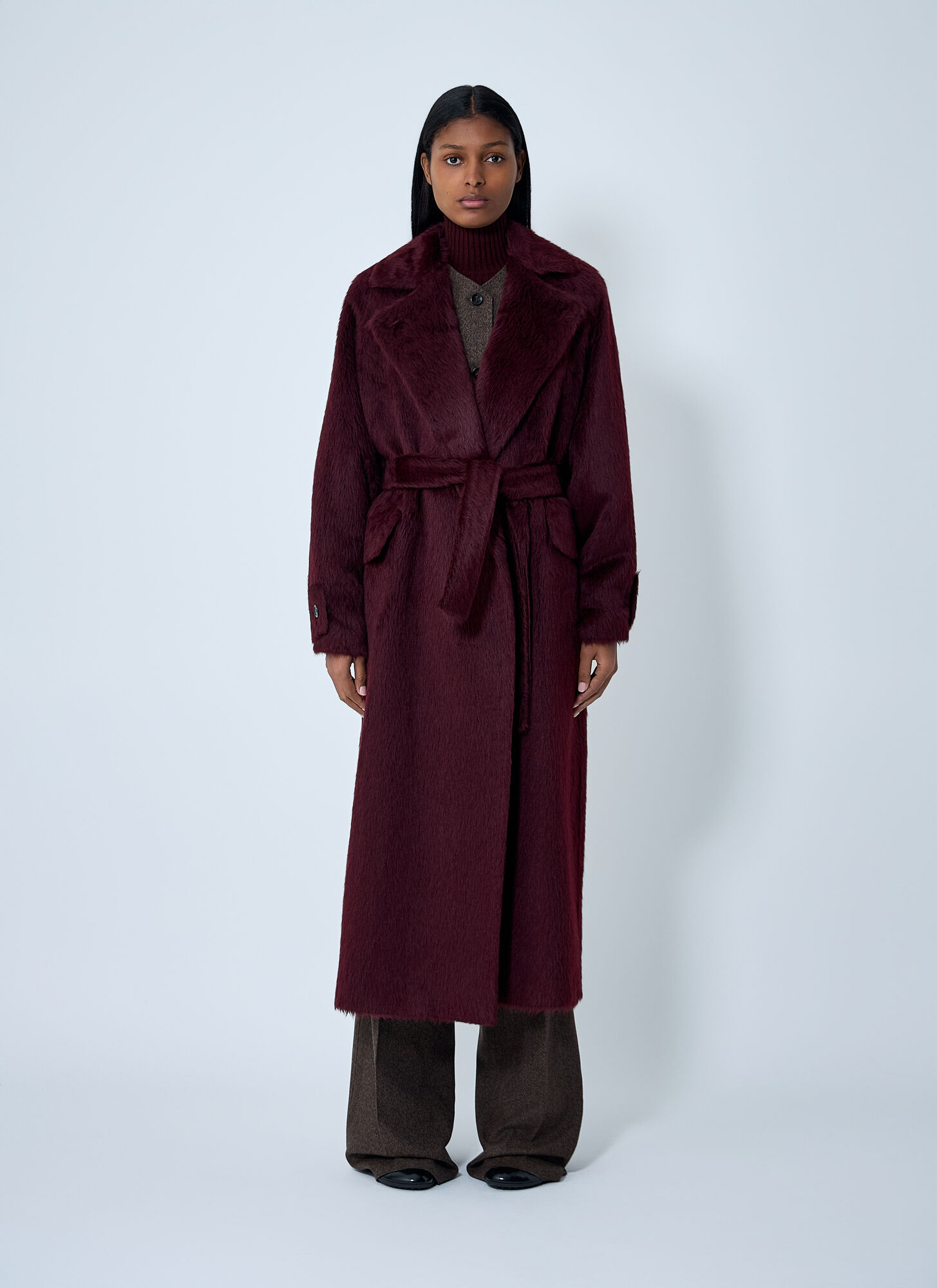 Max Mara Albata Belted Wool Coat In Red