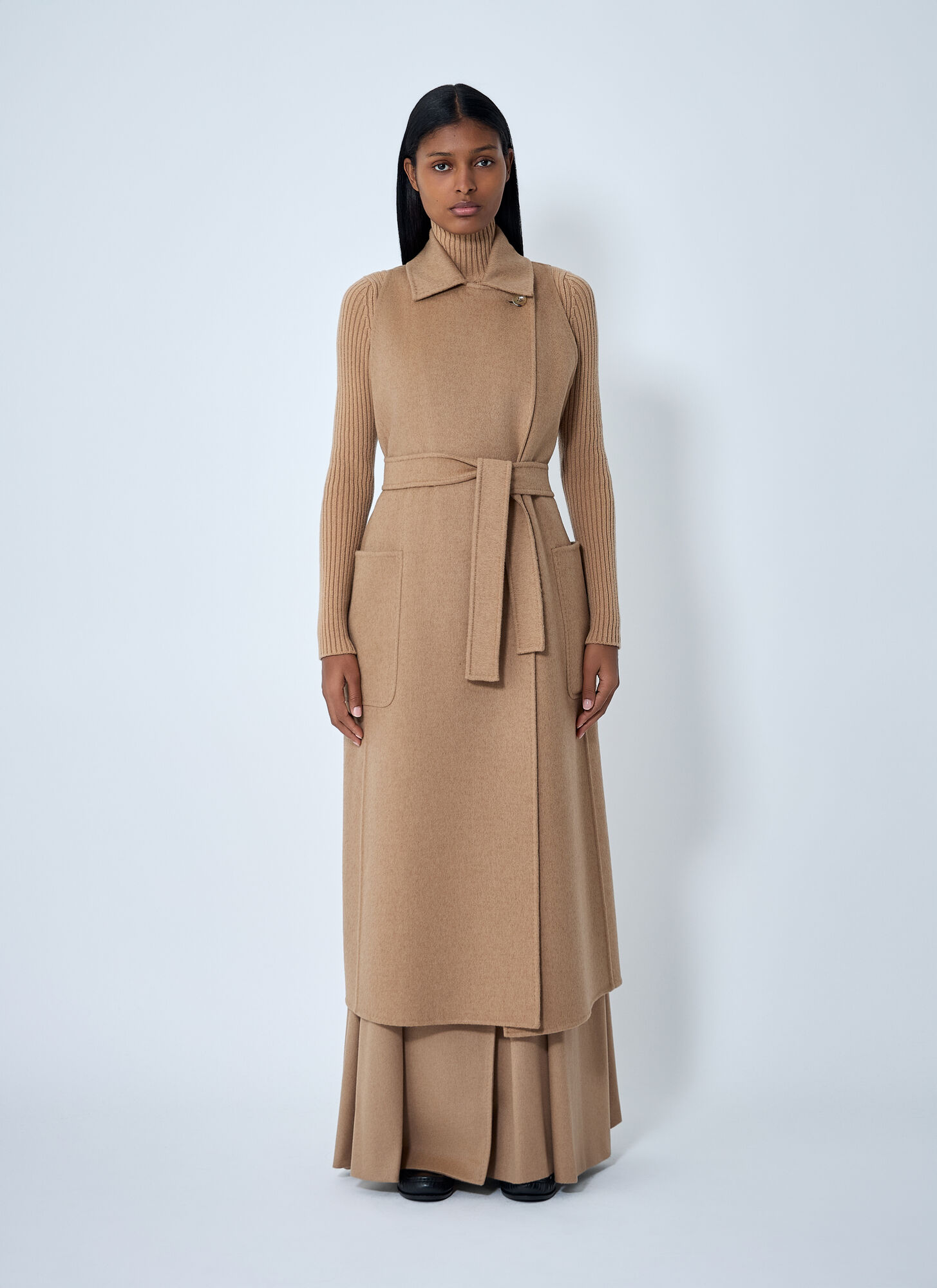 Max Mara Tailored Maxi Waistcoat In Brown