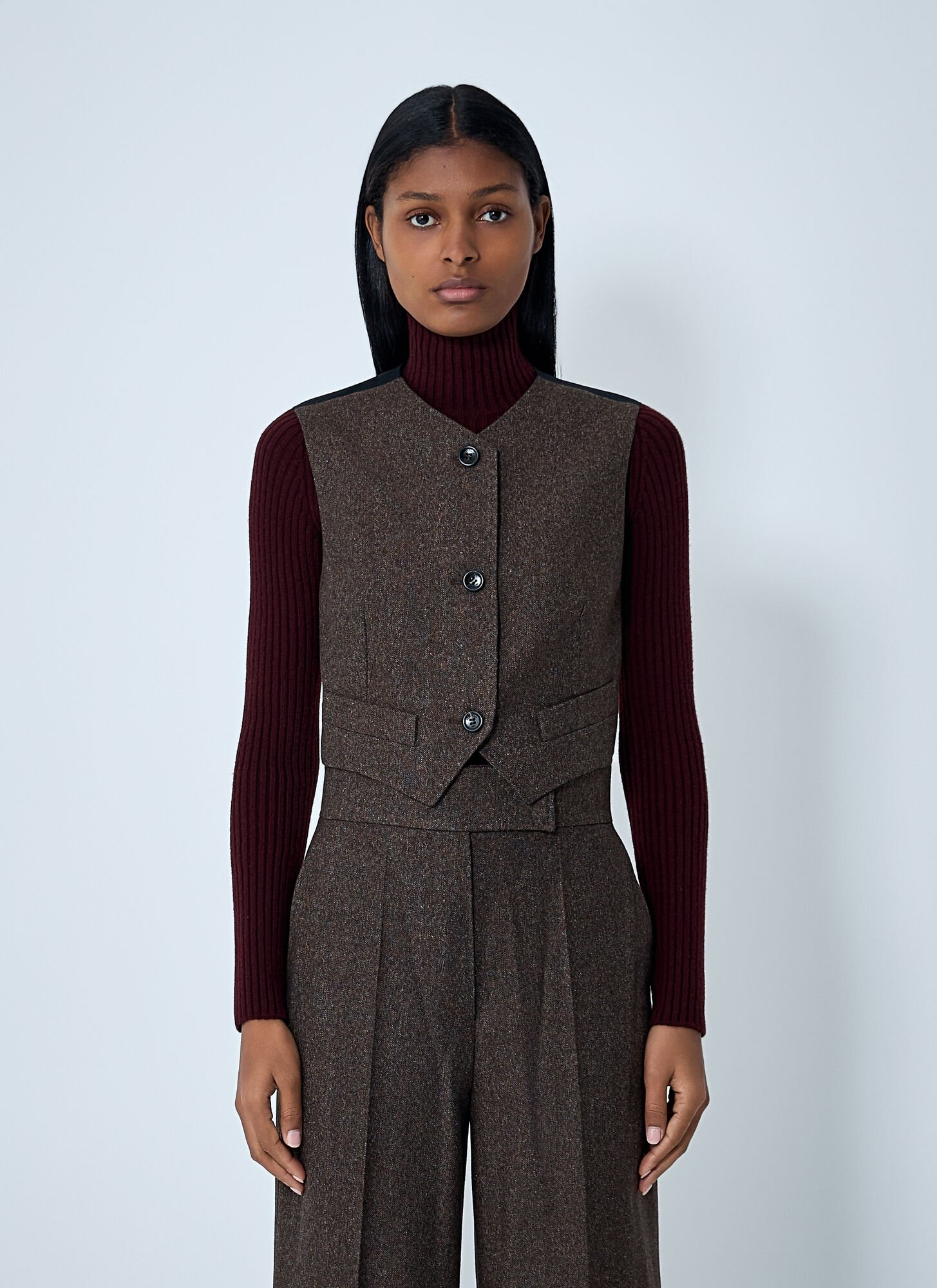 Max Mara Wool Waistcoat In Brown