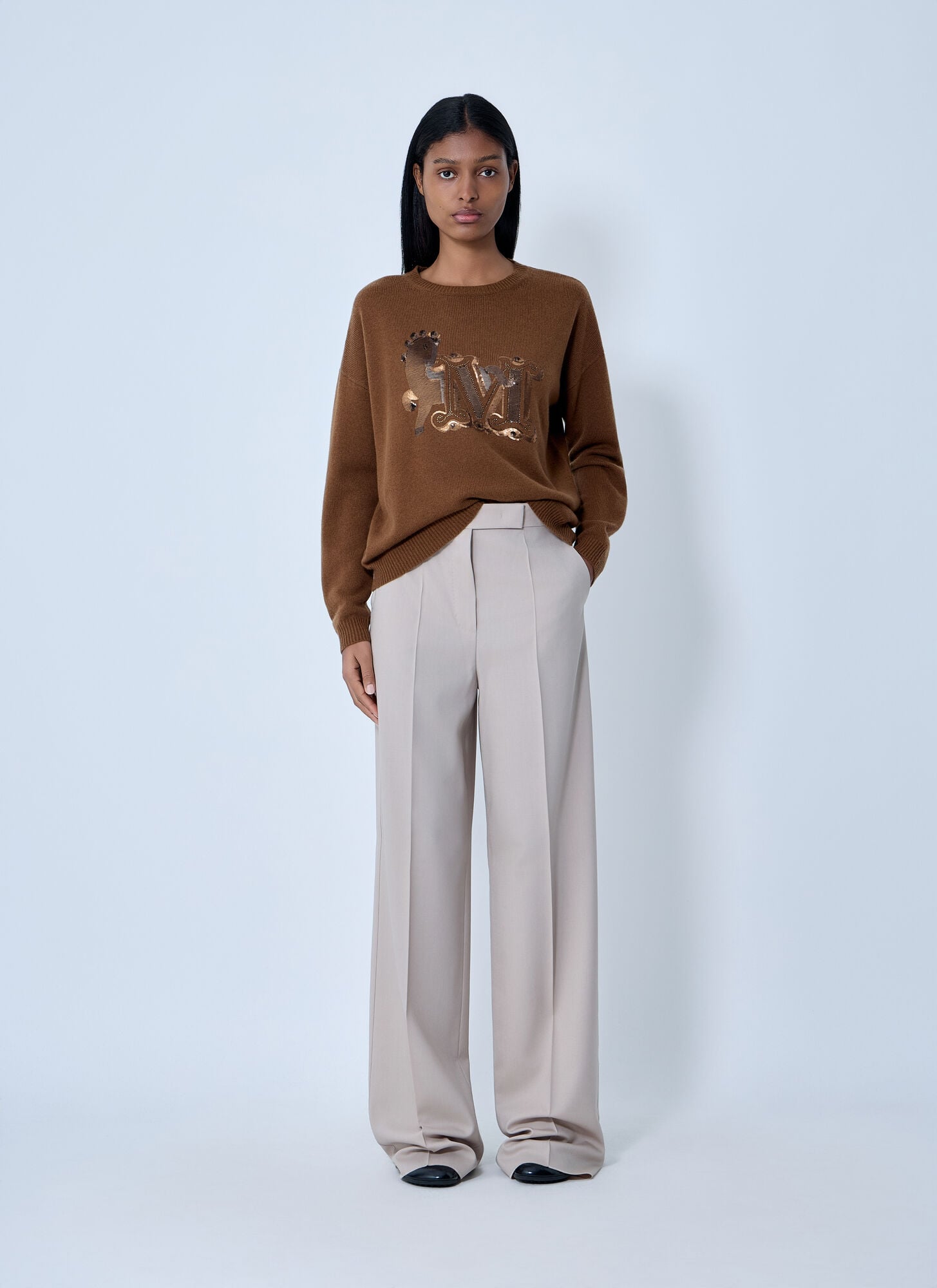  Max Mara Max Mara Wool-and-cashmere-blend Sweater - Frau Strick Brown M 