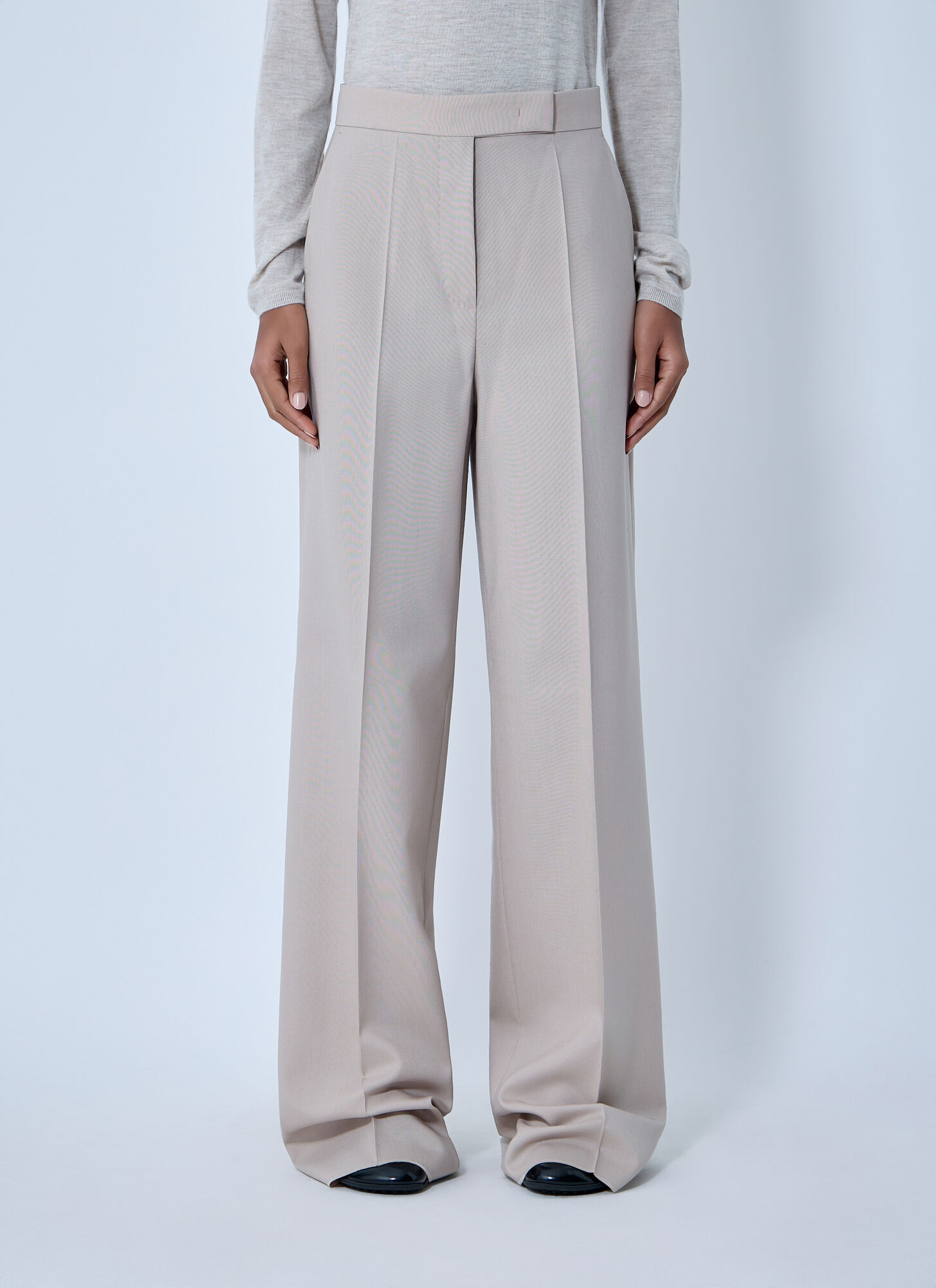 Max Mara Women's Beige Tailored Wool Blend Pants - Image 3