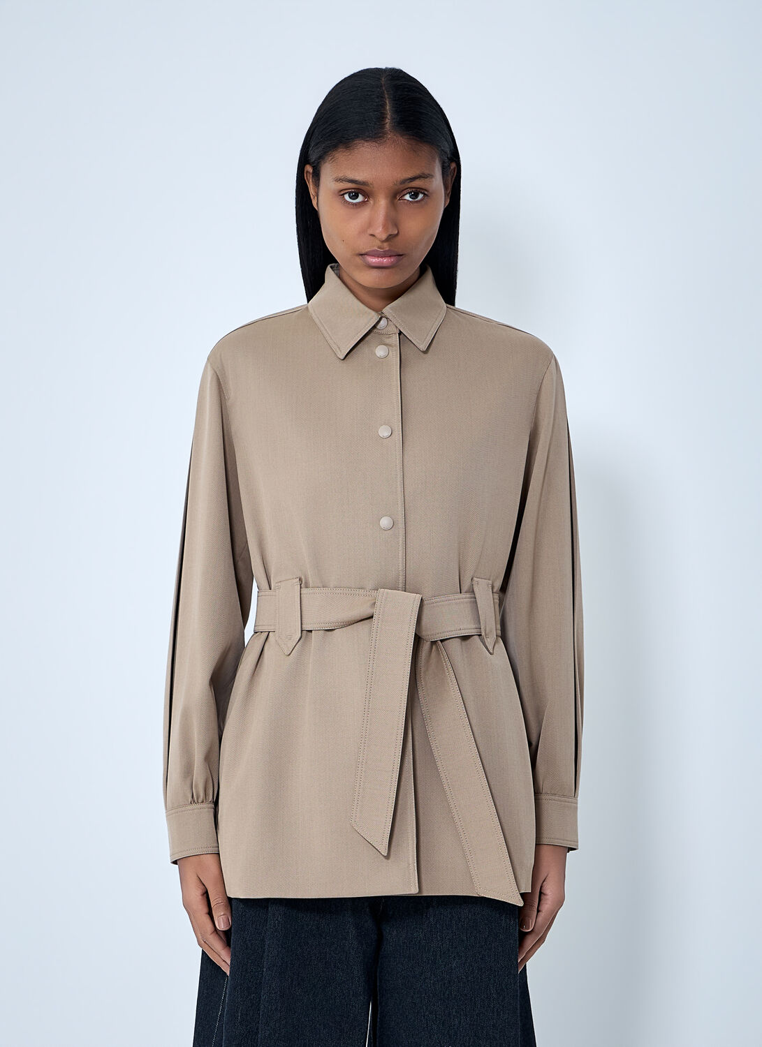 Max Mara Belted Button-down Shirt - Woman Shirts Brown It - 42